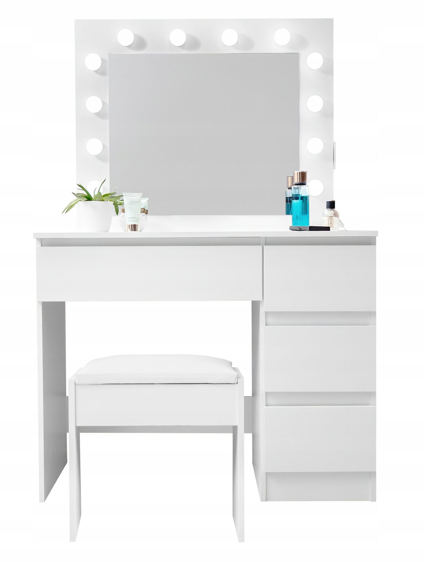 Toaletka kosmetyczna Lustro Oświetlenie 12 Led Taboret Usb