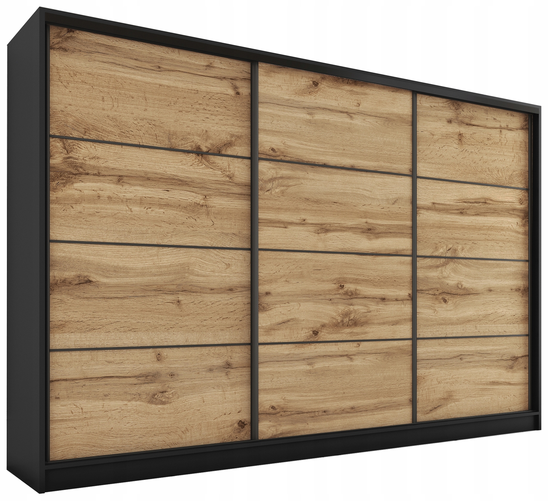 Szafa przesuwna z szufladami 280 czarny wotan Loft