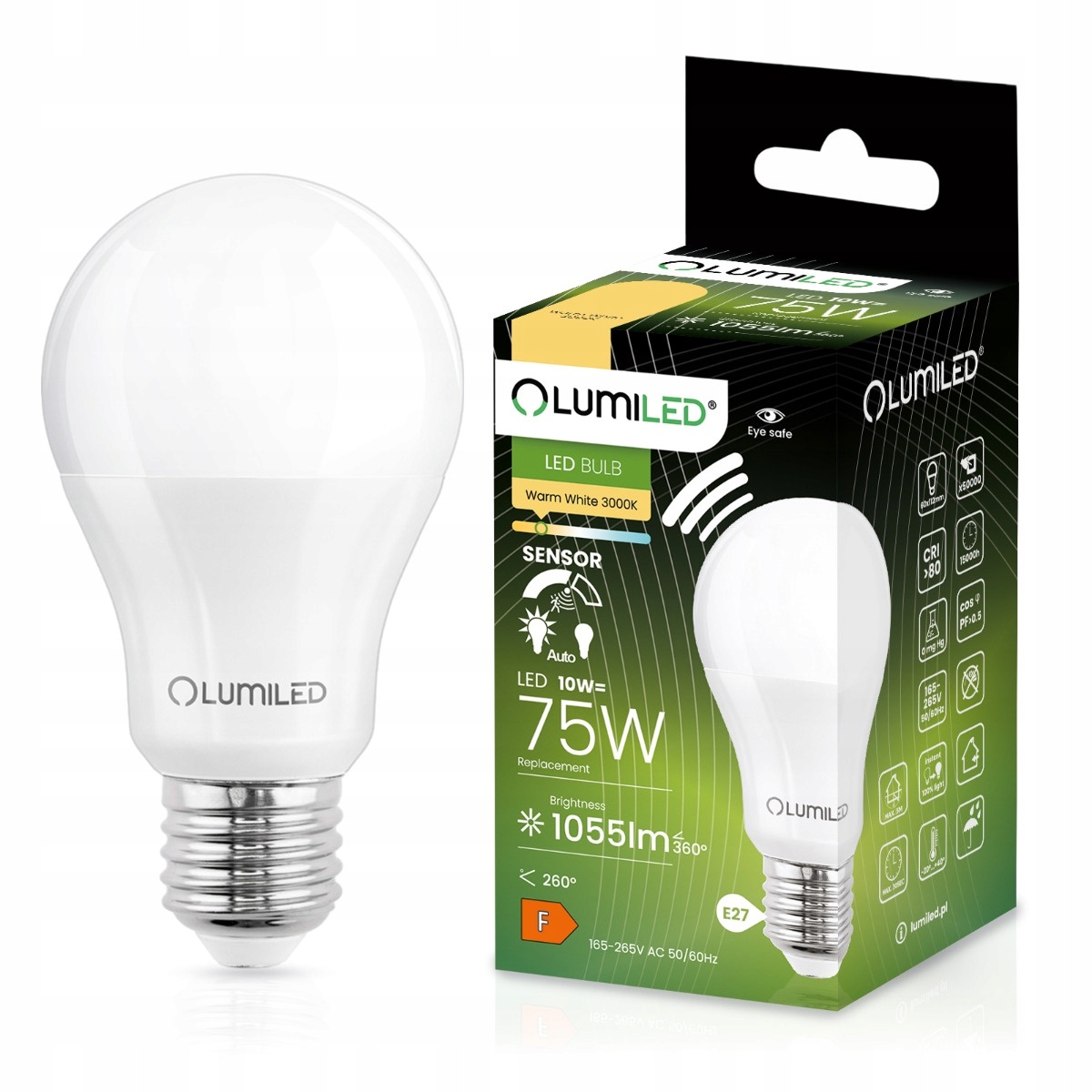 Żarówka Led E27 Czujnik Ruchu Sensor 10W 75W barwa ciepła LUMLEDO0014