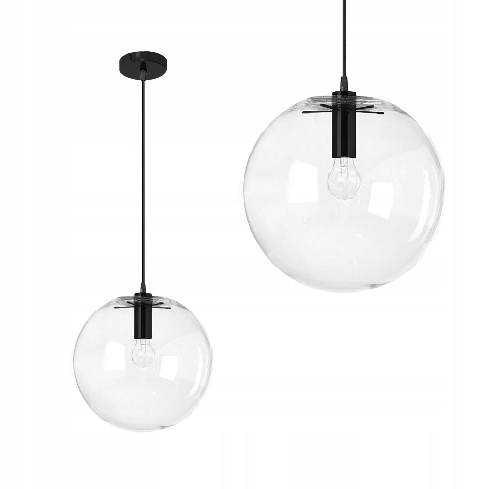 Lampa Wisząca Szklana Kula Black Czarna Lassi 20CM