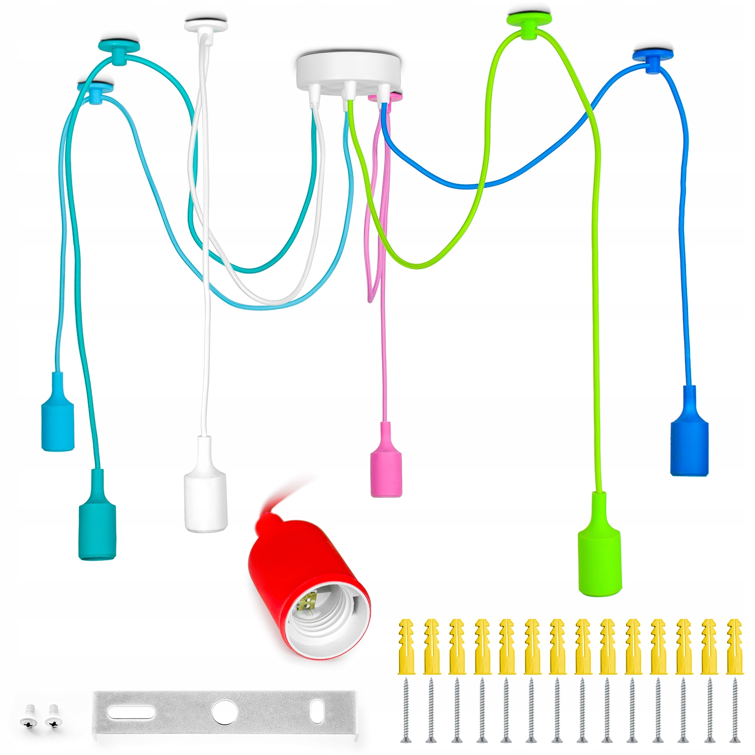 Lampa Sufitowa Żyrandol Kolorowy Pająk 6 Ramion Do Sypialni Dziecka Loft