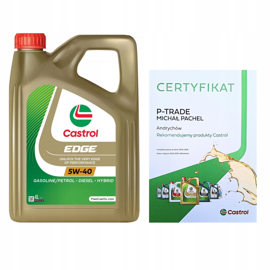 Castrol Edge 5W-40 Sn/cf 4L certyfikat