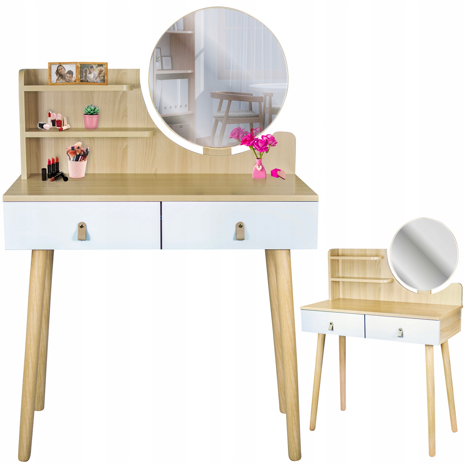 Toaletka z lustrem Scandi kosmetyczna skandynawska, Jumi, CM-989283.5900410