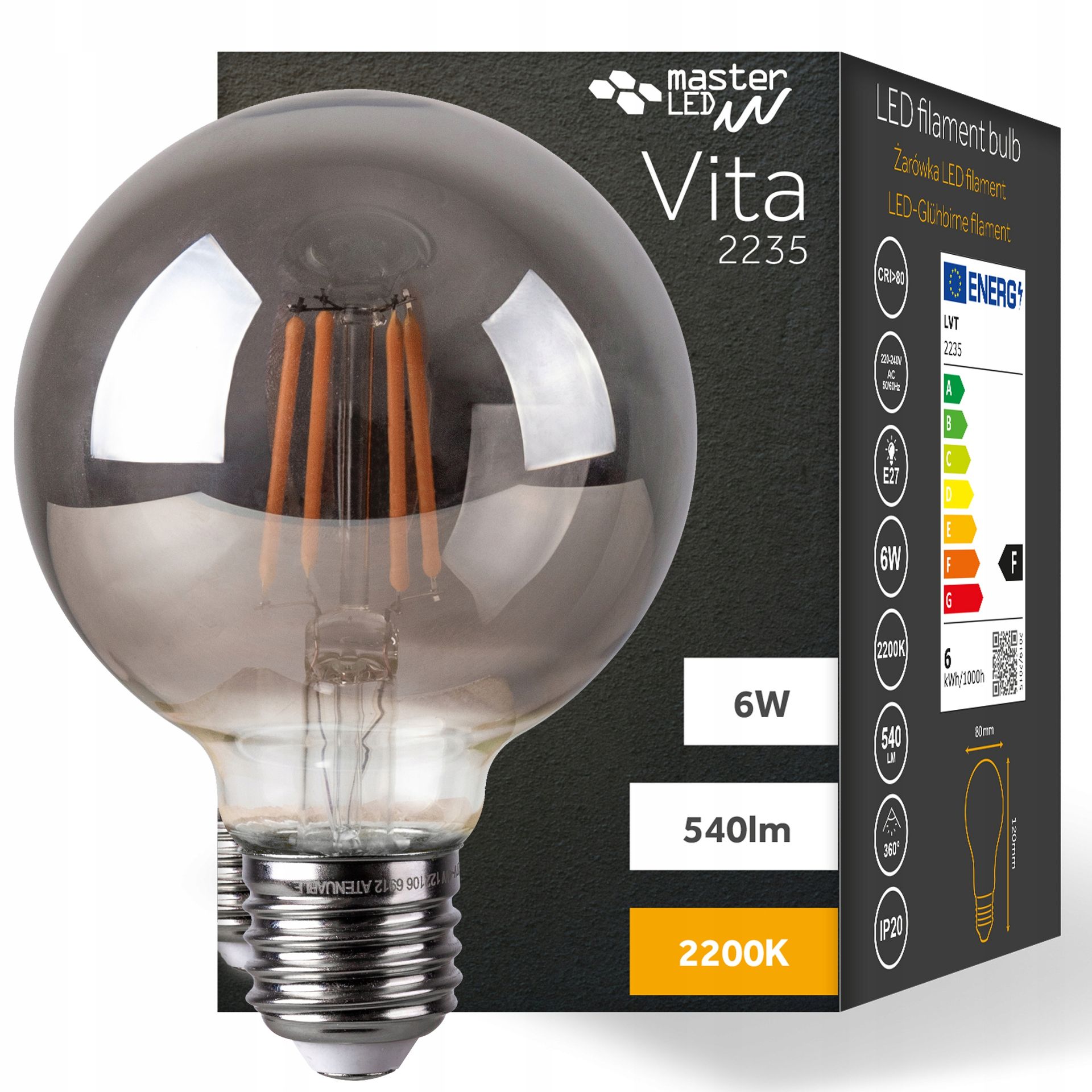 Żarówka Led E27 Filament 6W ciepła 2200K Edison Retro Ozdobna Żarnik