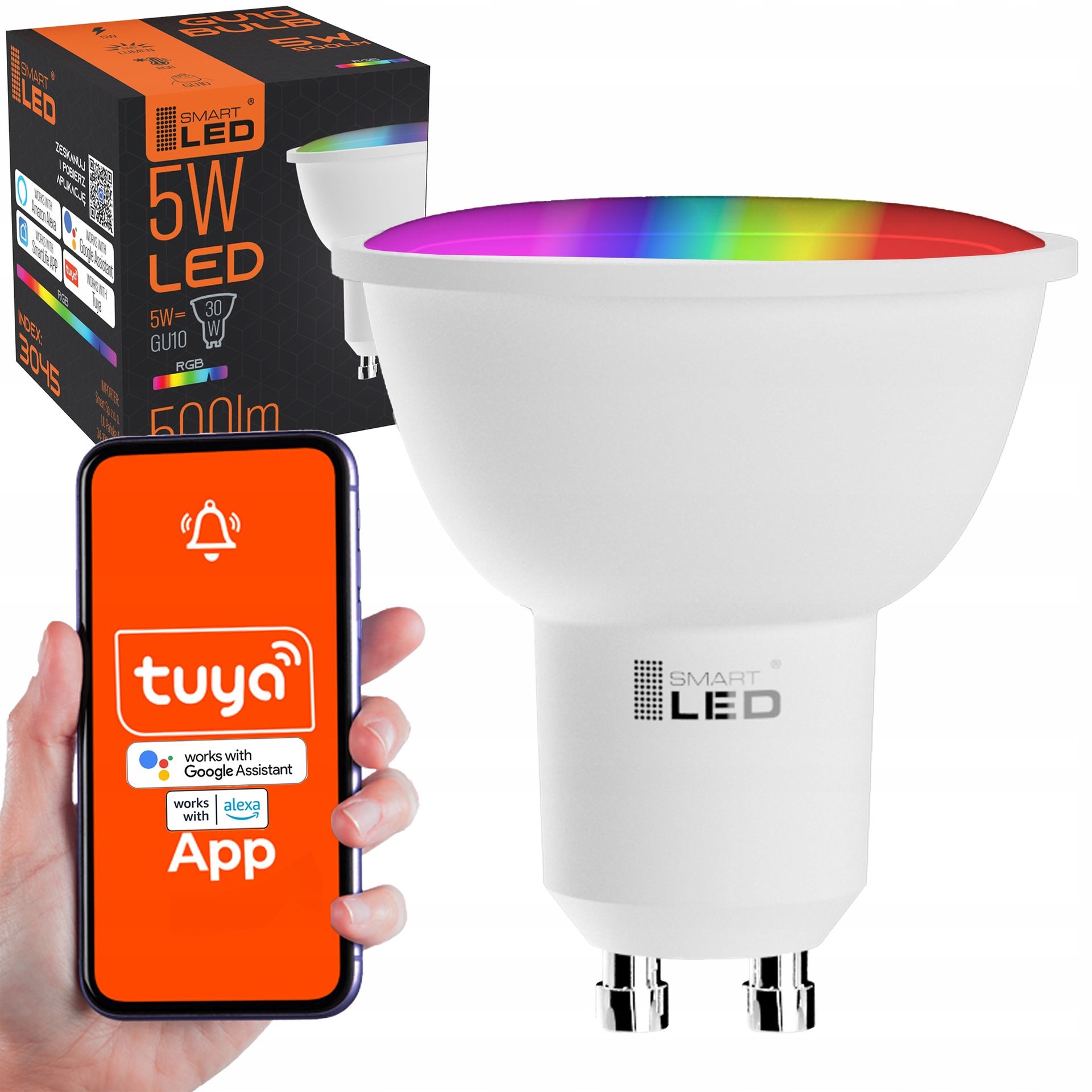 Żarówka Led GU10 Rgb Cct Biały WiFi Tuya Smart