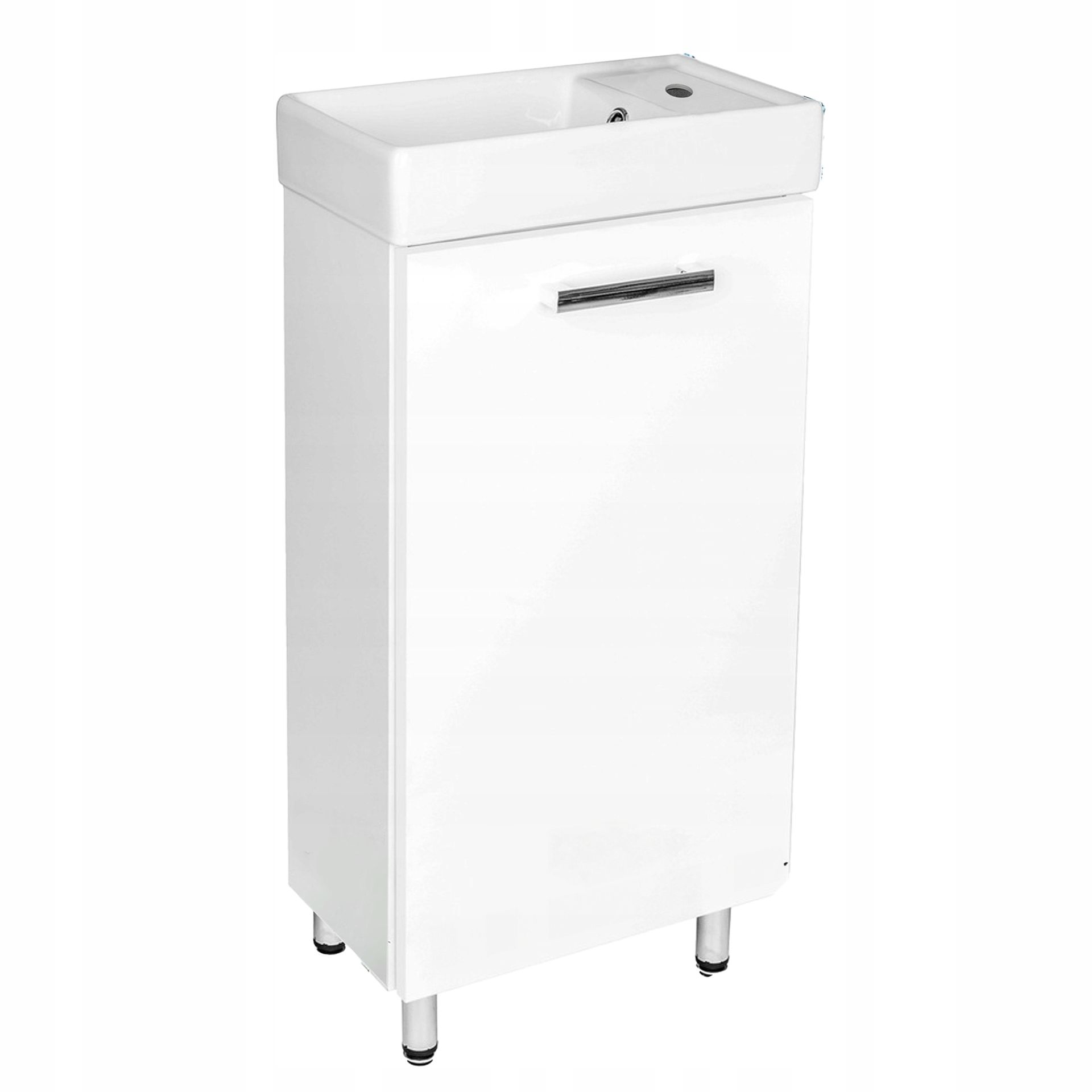 Mała Biała Szafka Łazienkowa z Umywalką 40 x 22 x 85 cm Stojąca Regulowana