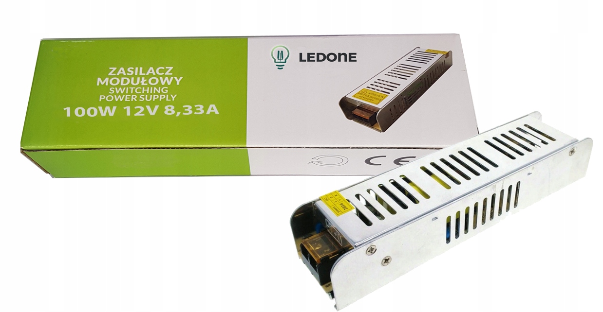 Zasilacz Montażowy 12V 100W Slim do Led taśma Cctv