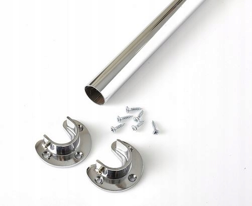 Drążek Meblowy 150cm Rozeta Otwarta 2SZT Chrom c1