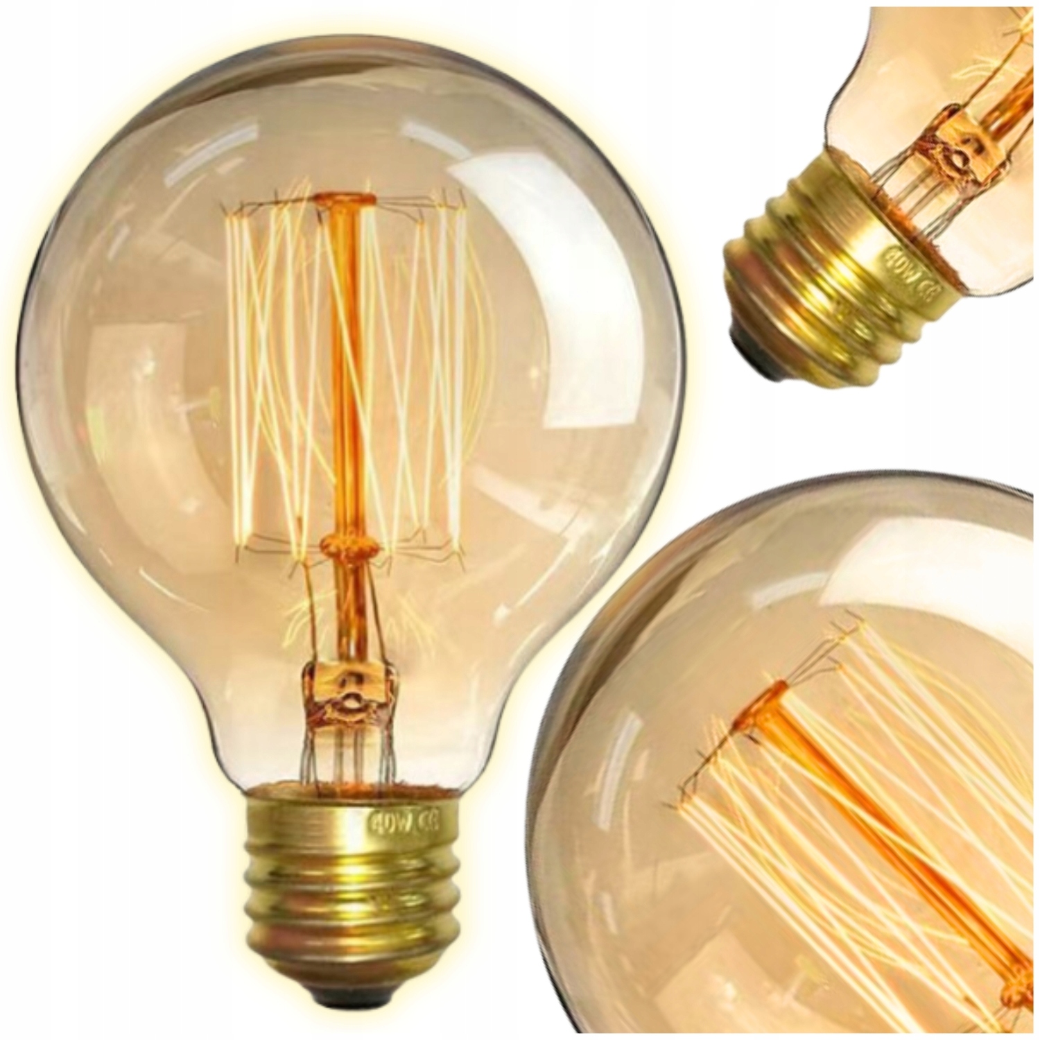 Żarówka Edison E27 Retro G125 Ozdobna Dekoracyjna Vintage Kula Ciepła 2200K