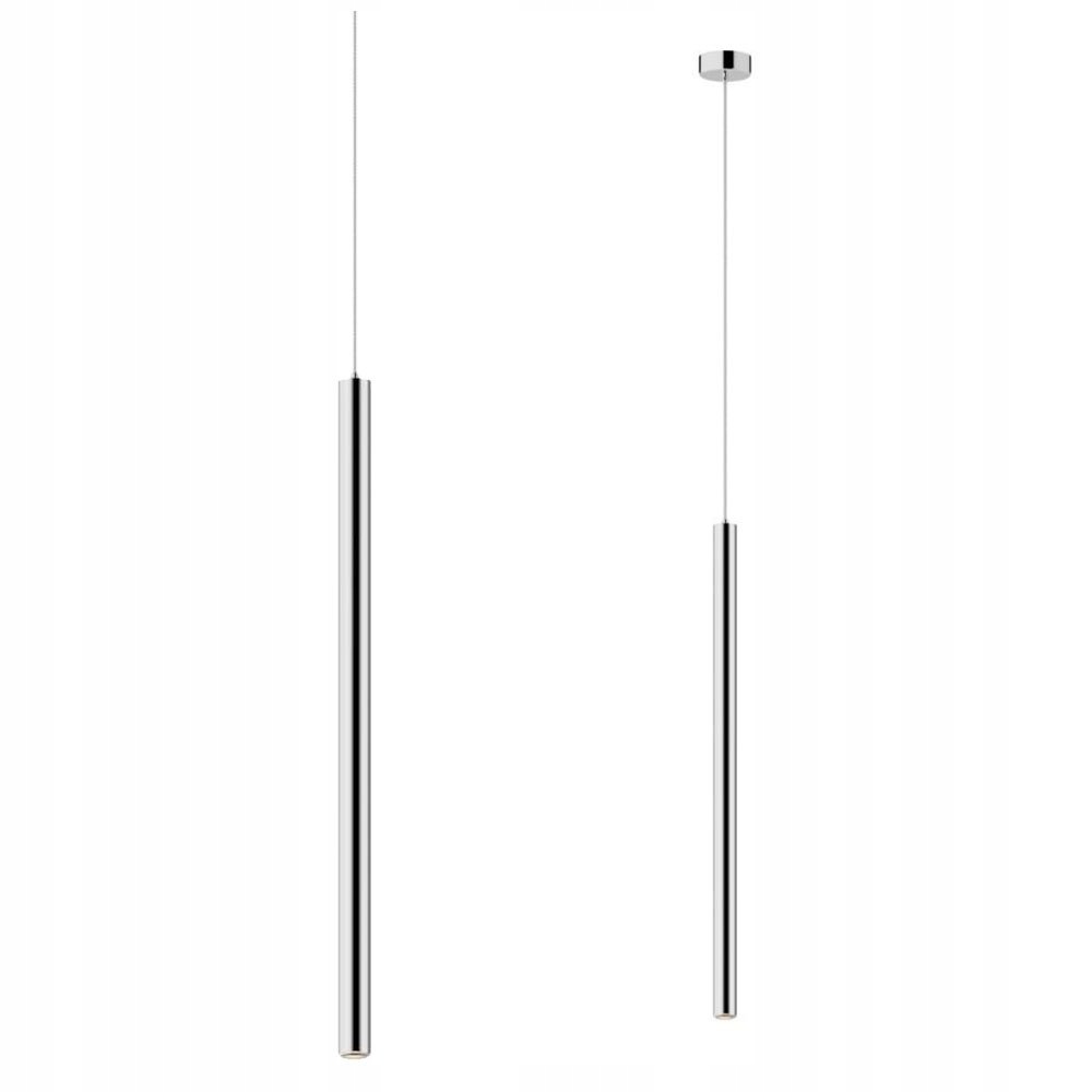 Srebrna cylindryczna lampa wisząca chromowa tuba ledowa Loya Zuma Line