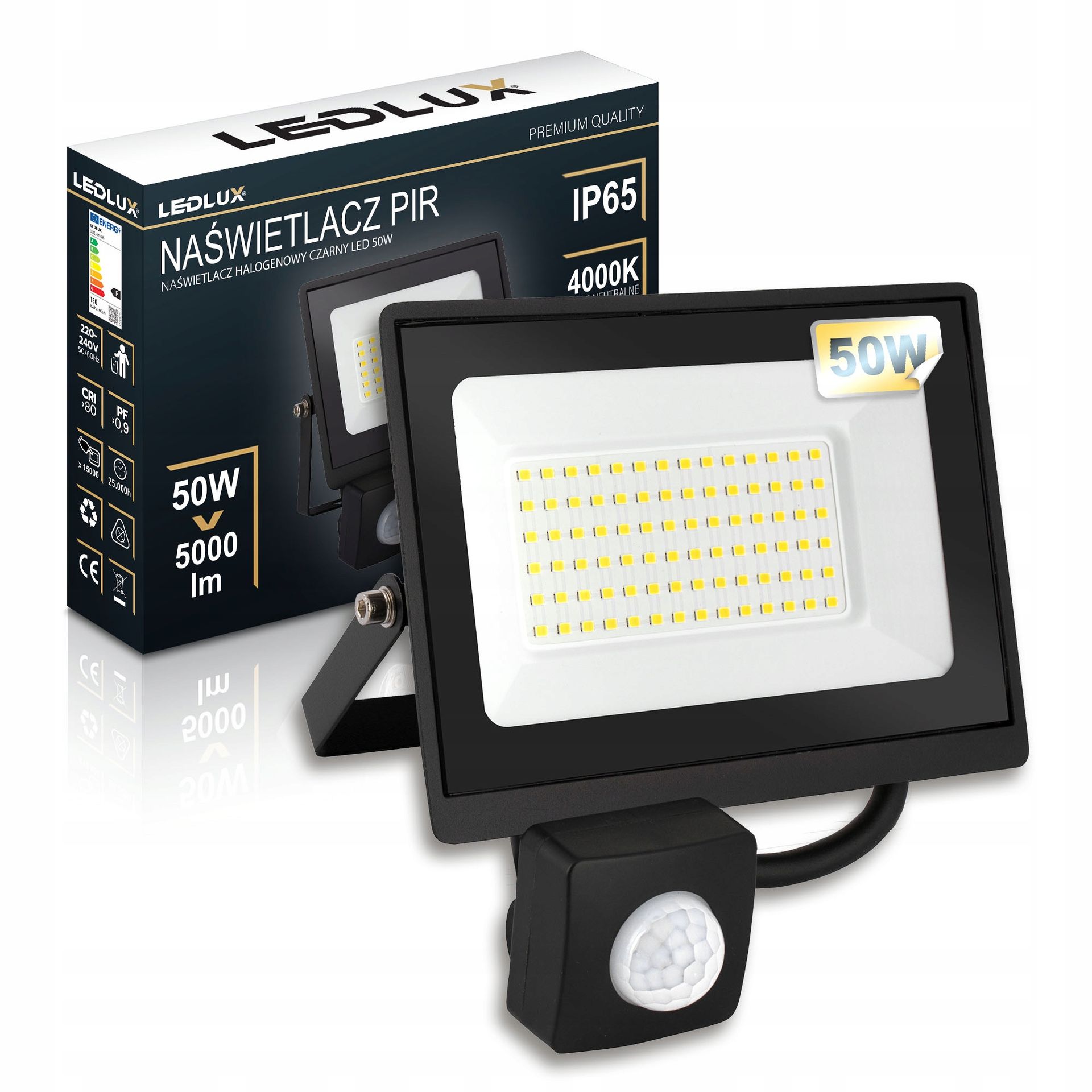 Halogen reflektor naświetlacz Led 50W z czujnik ruchu zmierzchu zewnetrzny