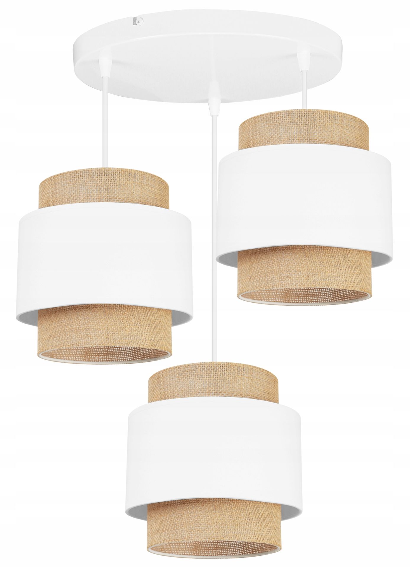 Lampa Sufitowa Wisząca Żyrandol Potrójna Abażur Boho Juta Do Salonu Jadalni