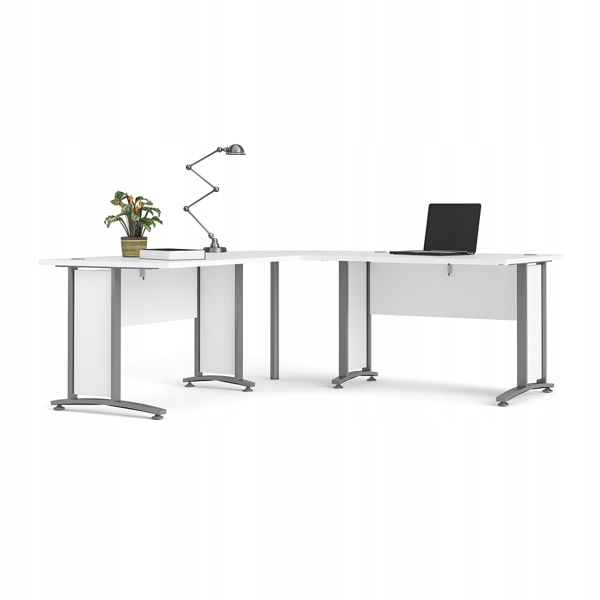 Biurko narożne duże biały mat 200 x 200 x 75 cm Prima