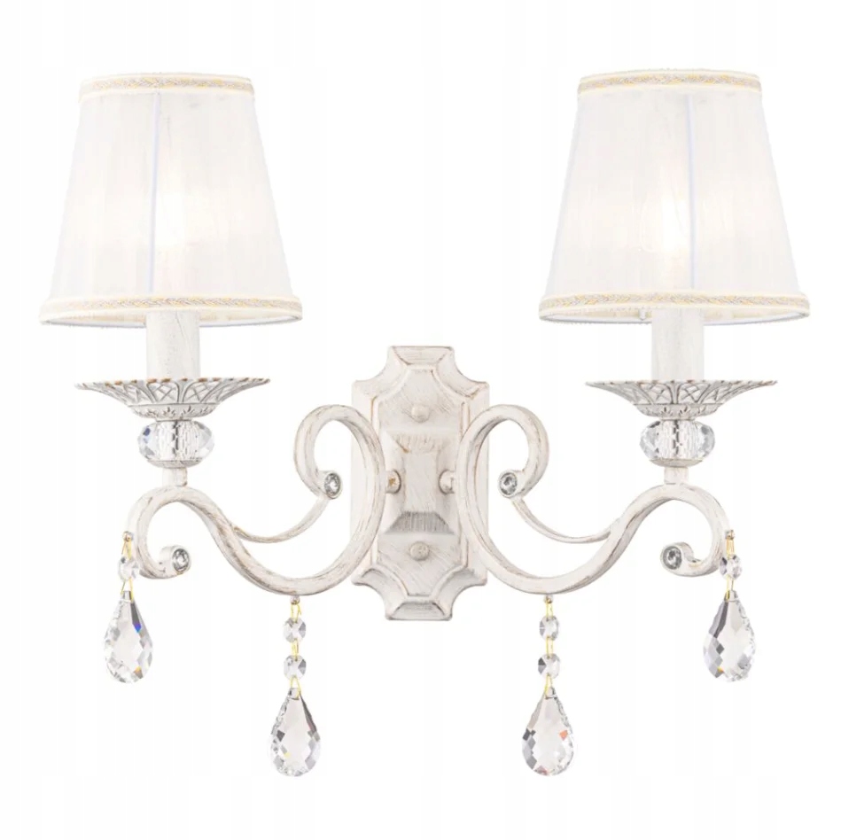 Lampa ścienna kinkiet biały z kryształkami podwójny klasyczny Maytoni