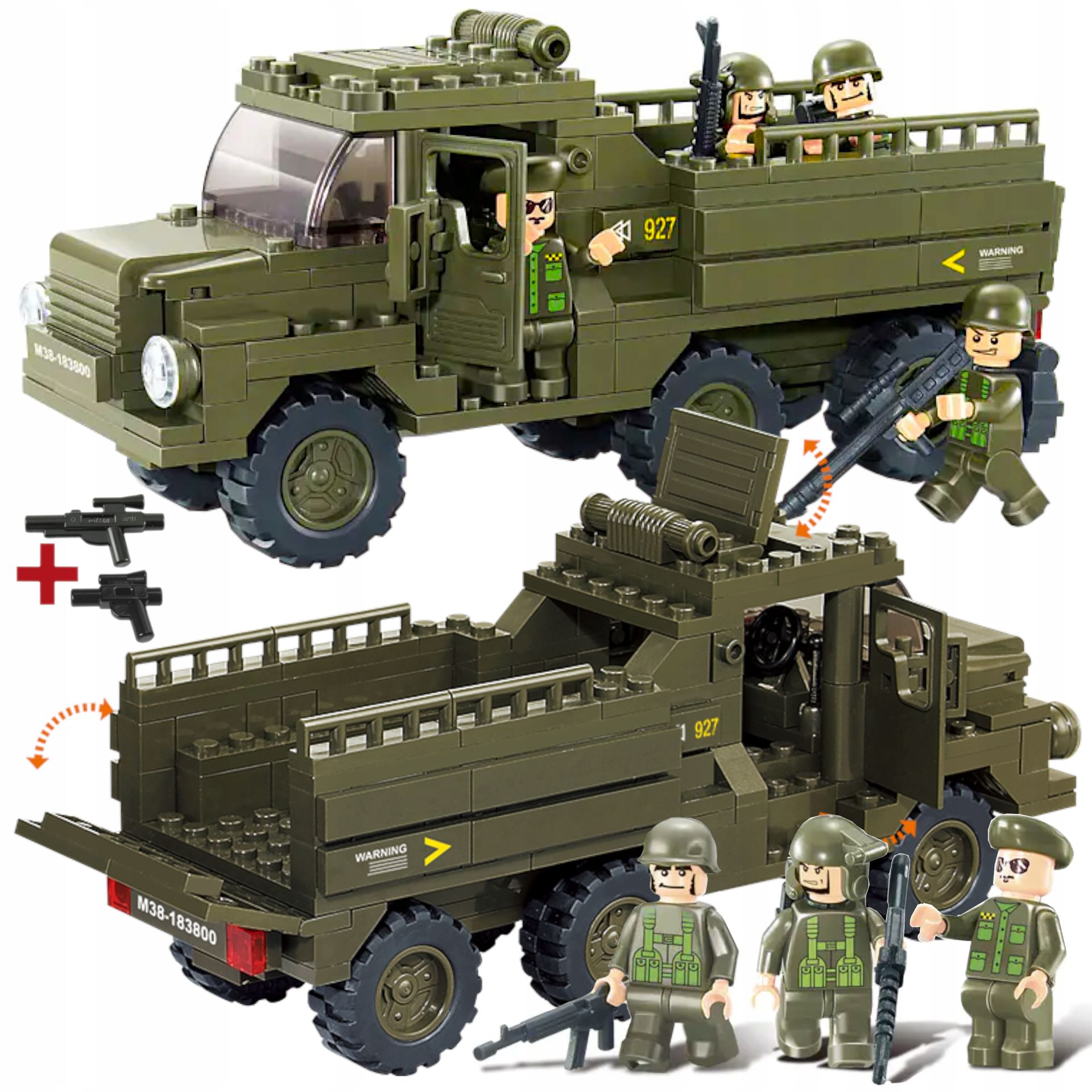 Klocki Ciężarówka Amerykańska M939 Wojskowa Transporter Wojska+2X Lego broń