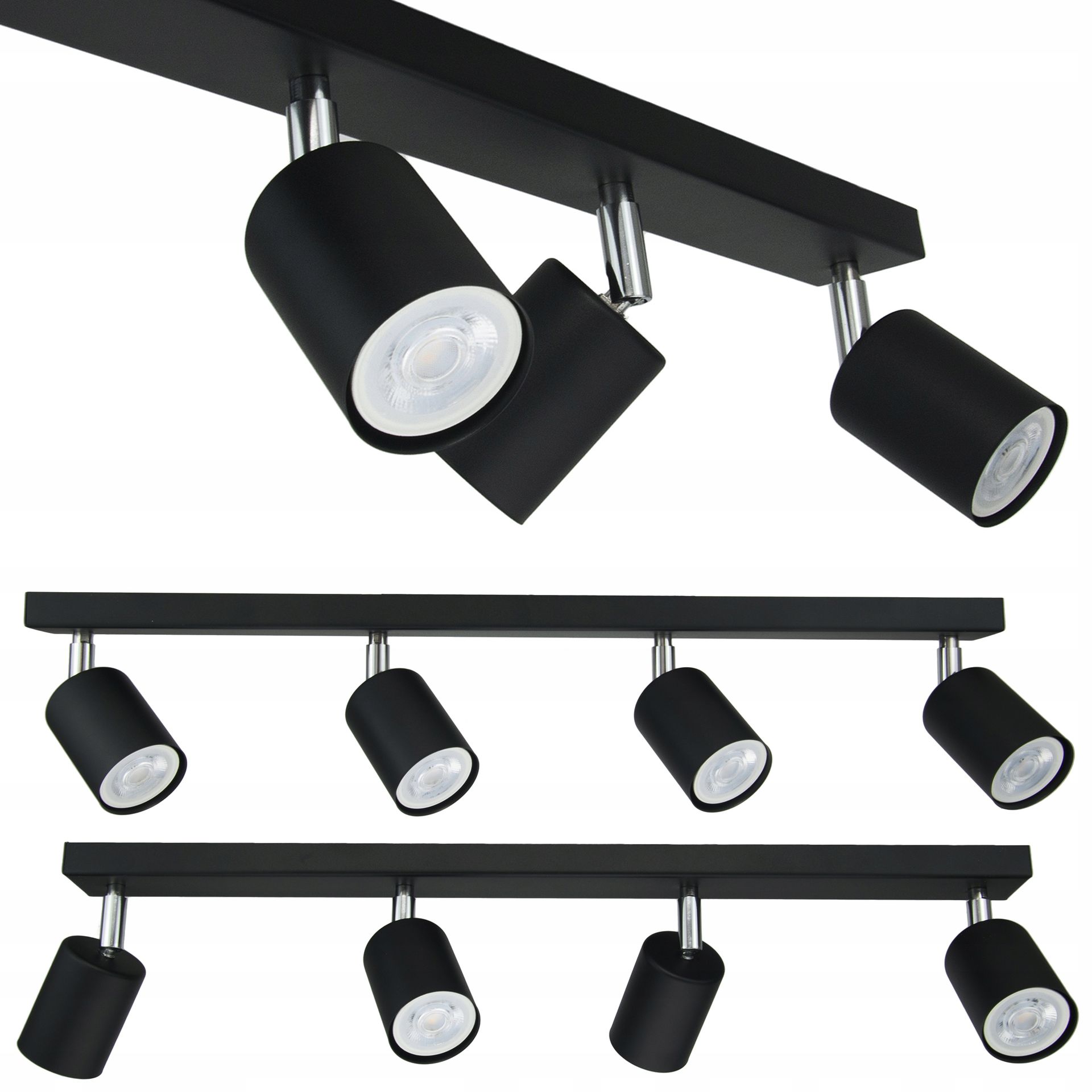 Lampa Led GU10 Czarna Spot Sufitowa Halogenowa Sufitowa Listwa Ruchoma