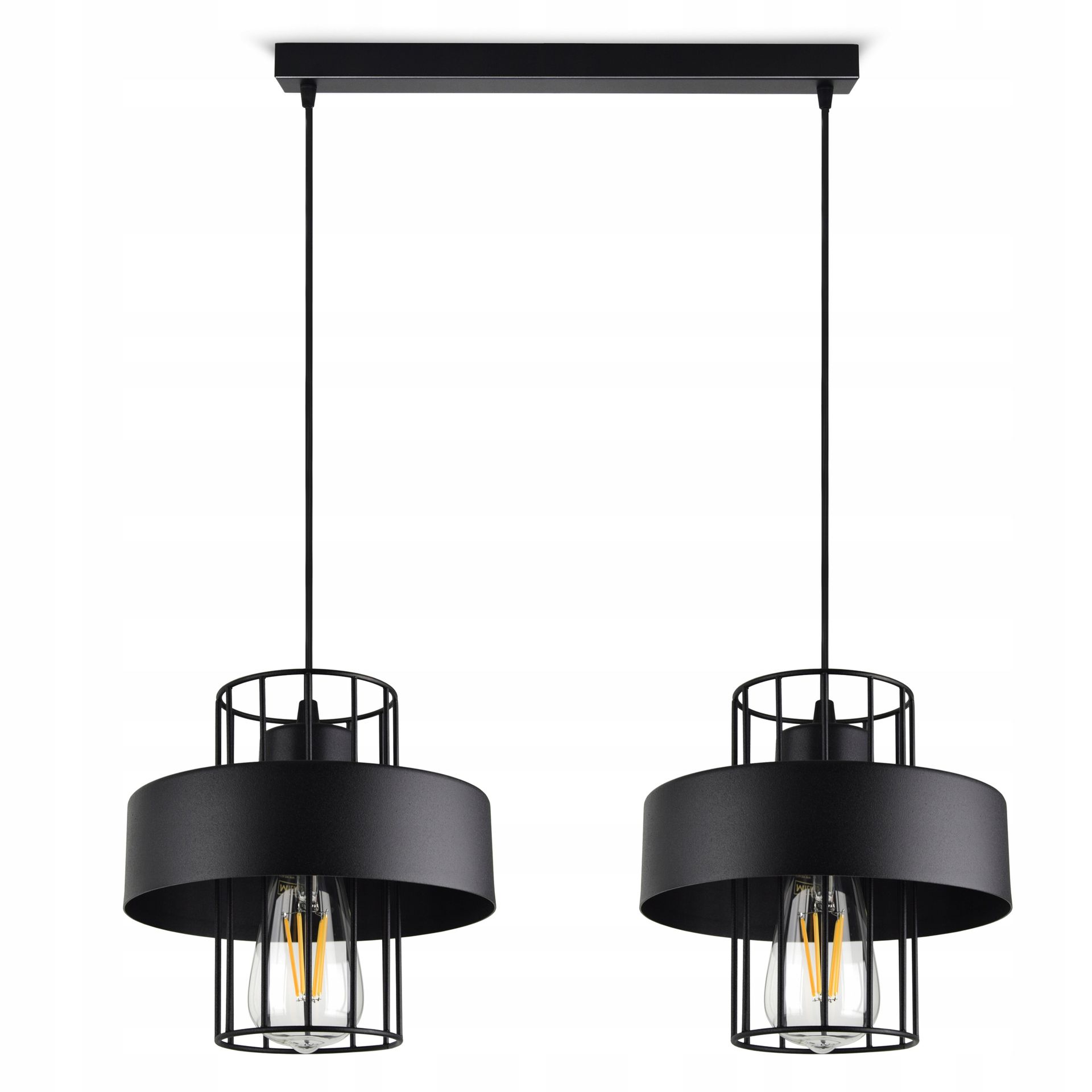 Lampa Wisząca Żyrandol Plafon Czarny Biały Loft