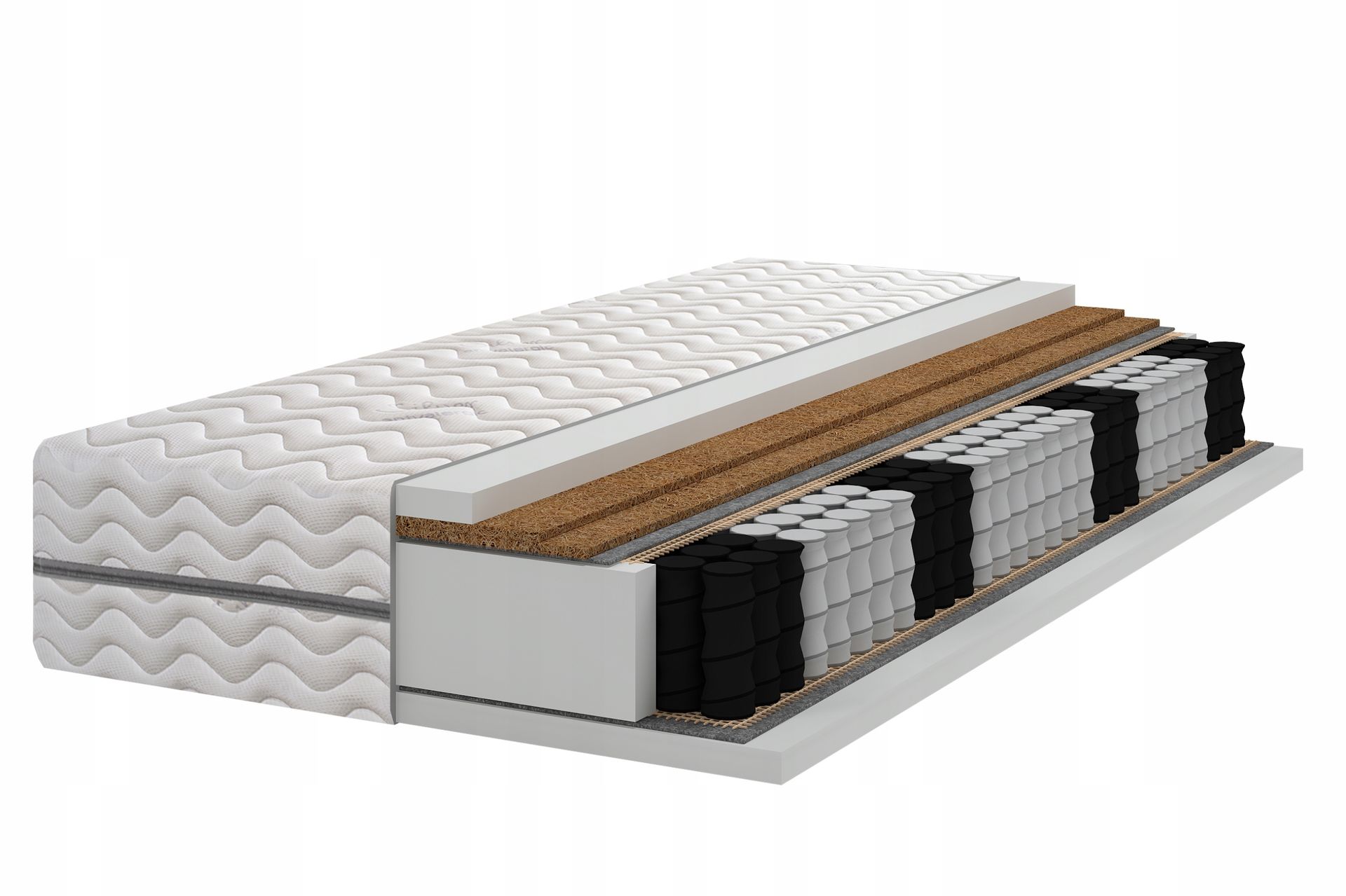Materac Pocket 7 stref 2x kokos 140x180 H3 H5 średnio twardy/ twardy