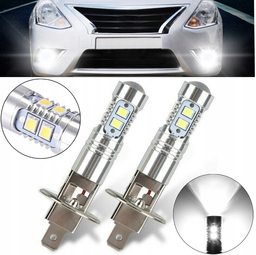 2x Żarówka Led H1 Biała 6000K 3600LM Canbus 50000H 20W 12-24V Bardzo Mocne