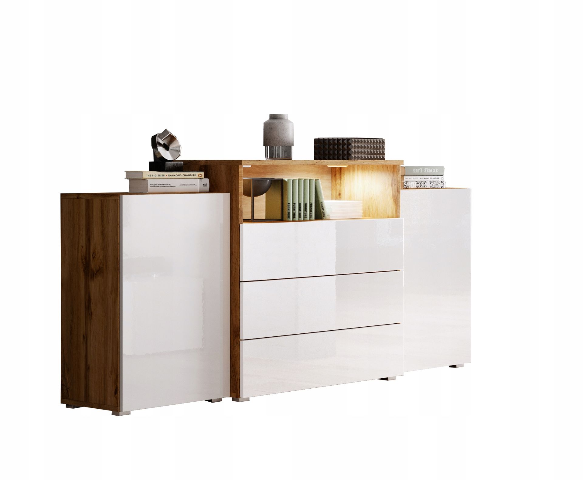 Komoda dwudrzwiowa Urban dąb wotan/biały połysk