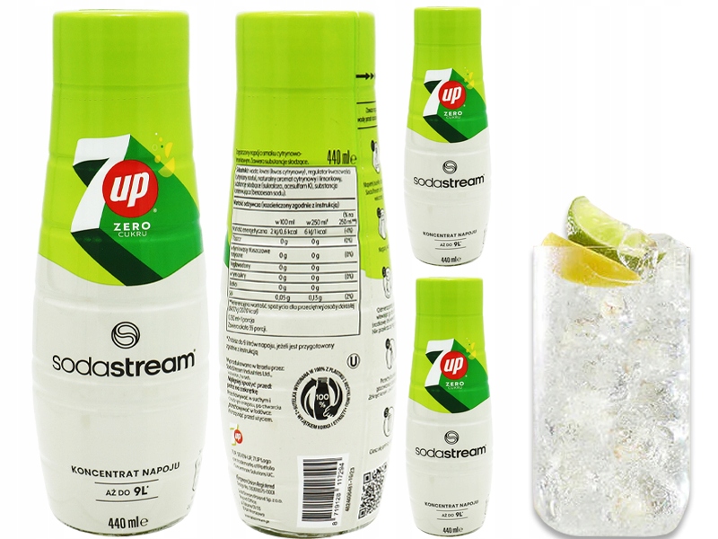 3x Syrop Koncentrat 7up Free Do Saturatora Sodastream 9L Napoju z 440ml