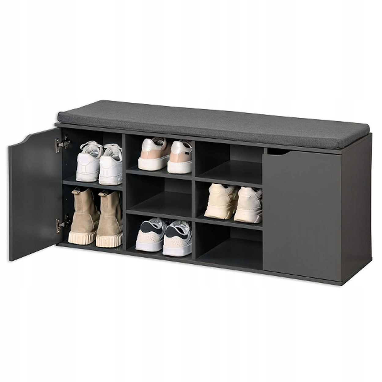 Szafka Półka na buty szara z siedziskiem materacem Drzwiczki 103xh48cm loft