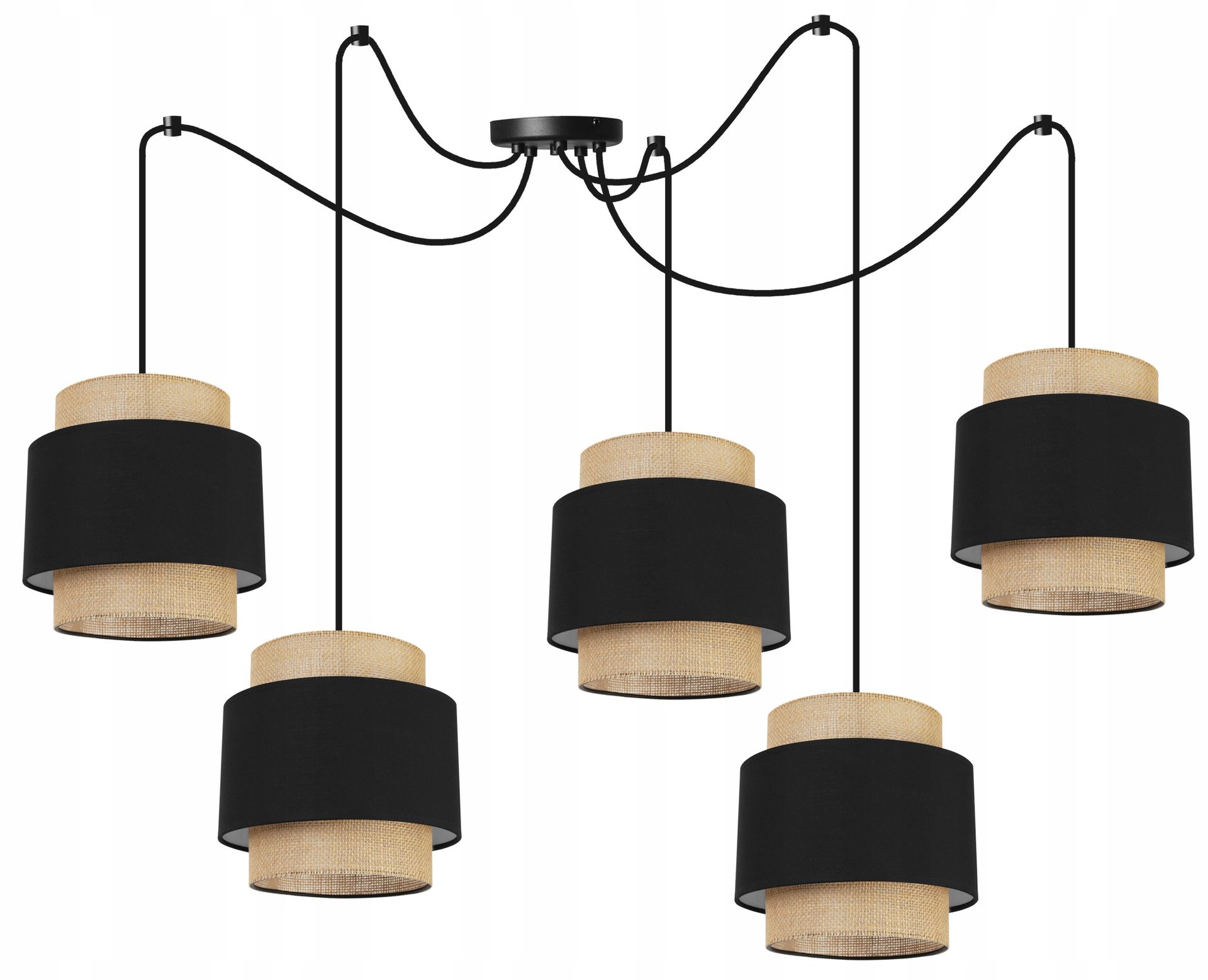 Lampa Sufitowa Wisząca Żyrandol Loft Pająk Abażur Boho Juta Nowoczesny