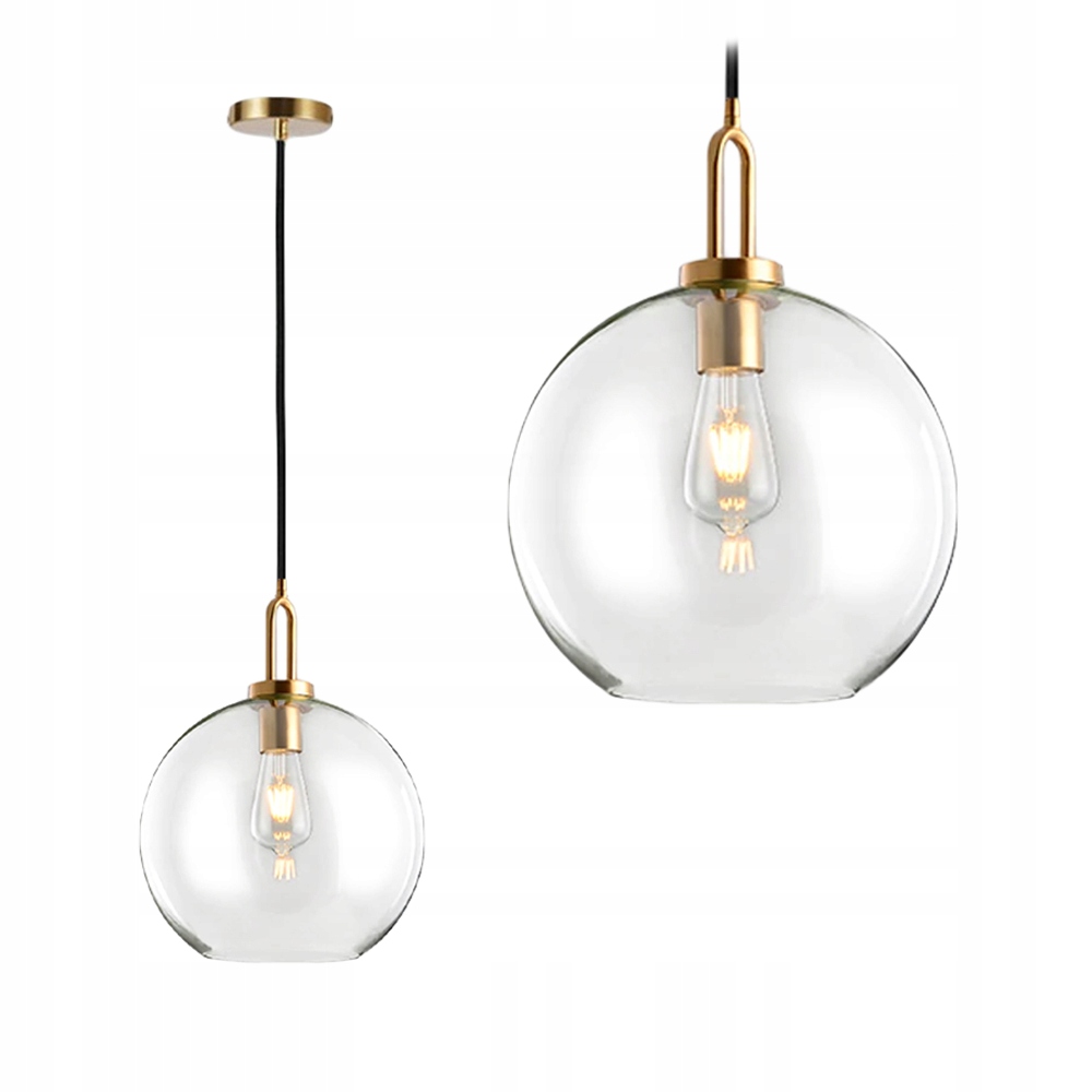 Lampa Sufitowa Wisząca Szklana Kula 25CM Pojedyncza Złota E27 Do Salonu