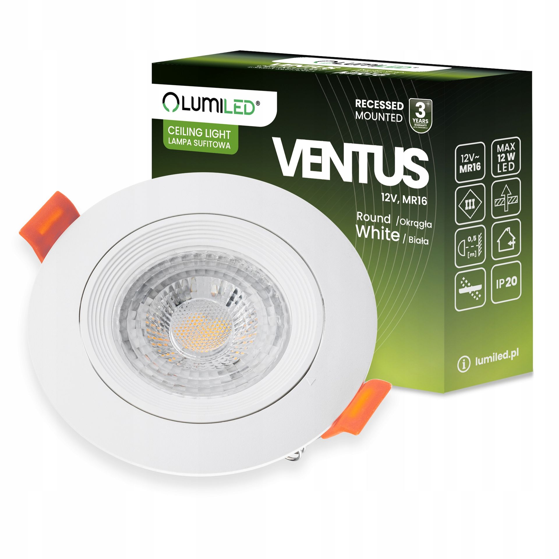 Oprawa Halogenowa Ruchoma Okrągła Biała GU10 MR16 Ventus do żarówek Led