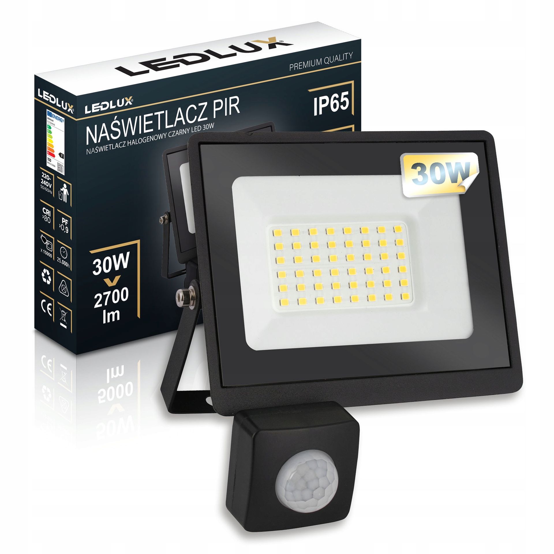 Lampa Naświetlacz Led 30W Z Czujnik Ruchu Premium biała neutralna