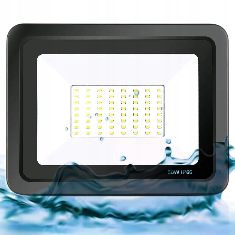 Mocny Halogen 50W Naświetlacz Lampa Led Reflektor Uchwyt IP66 4500LM Slim