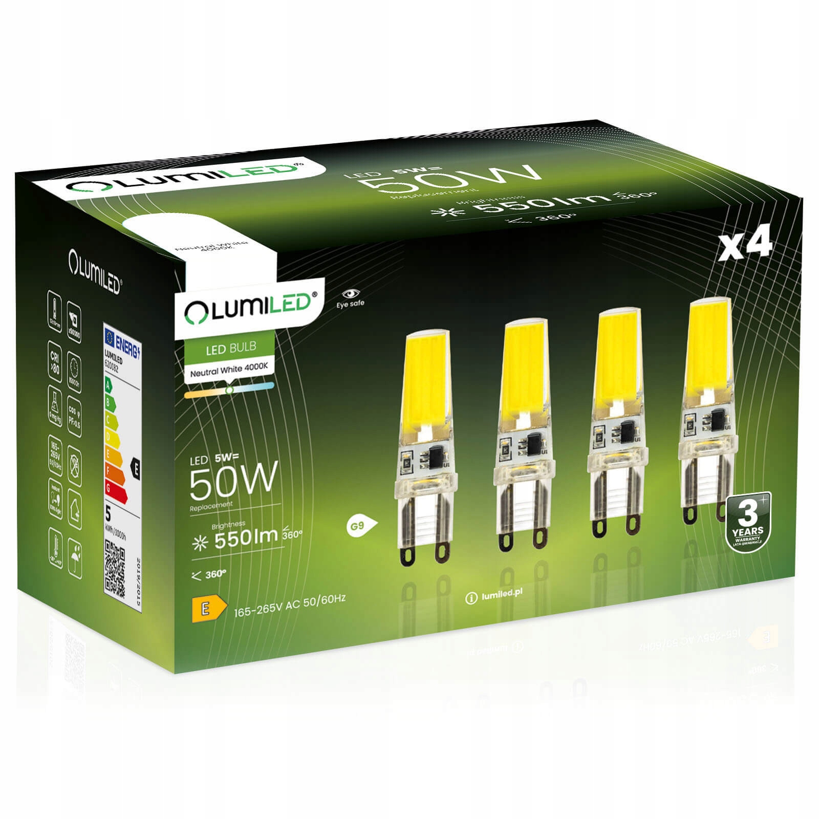 4x Żarówka Led Kapsułka Mini G9 5W 50W 4000K Neutralna Cob 230V Lumiled