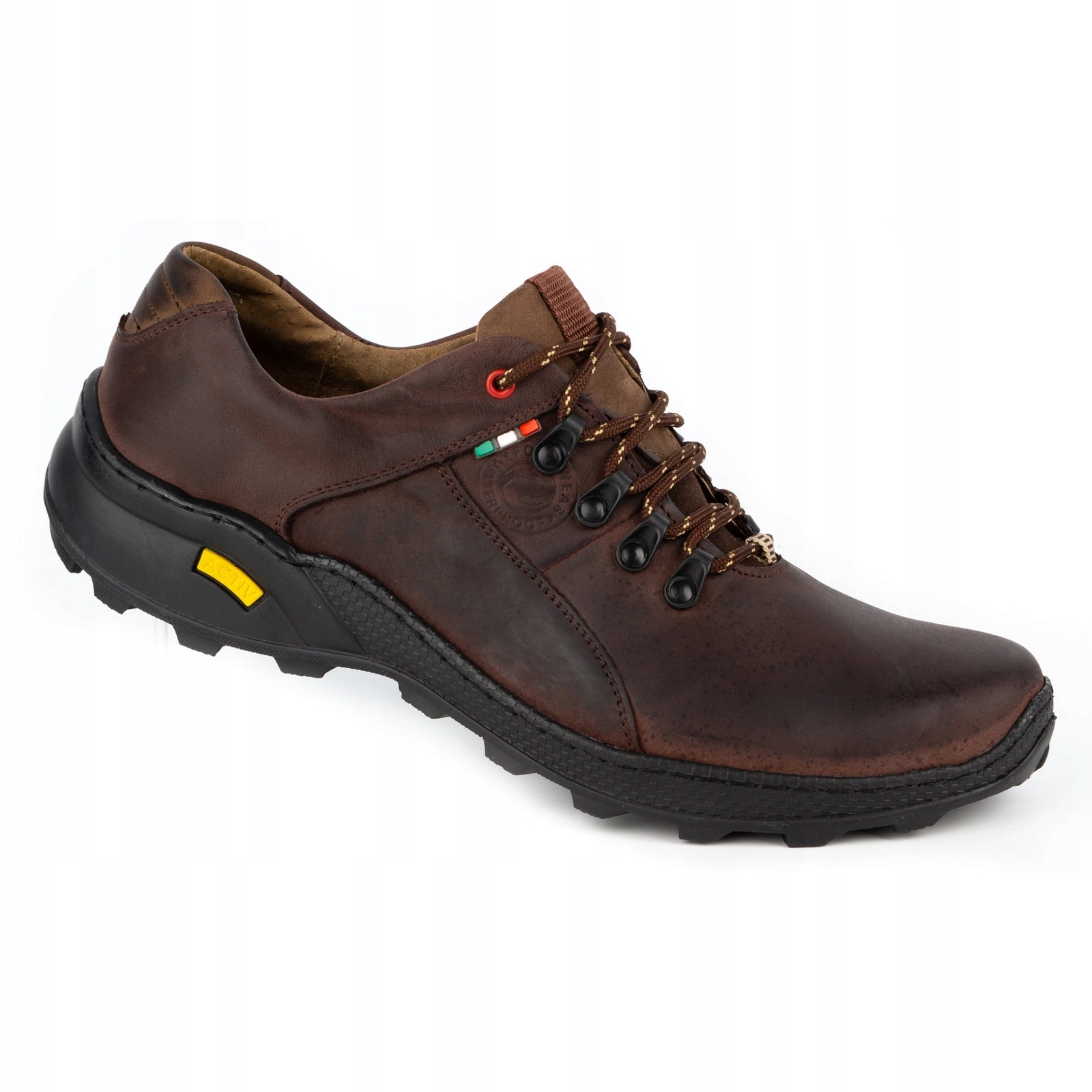 Buty męskie trekkingowe skórzane sznurowane Polskie 296GT brązowe 44