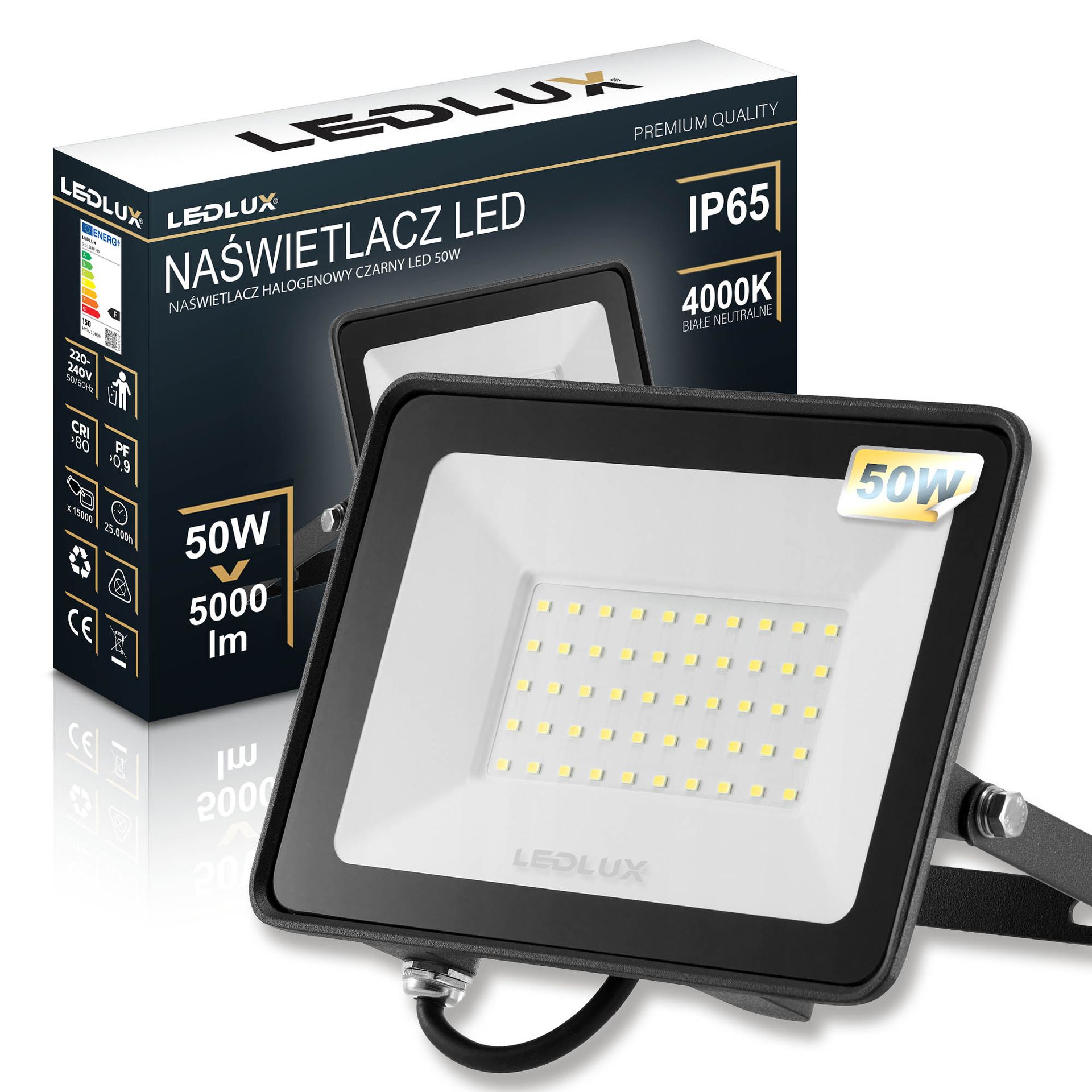 Halogen Lampa Naświetlacz Led Smd 50W IP65 Premium