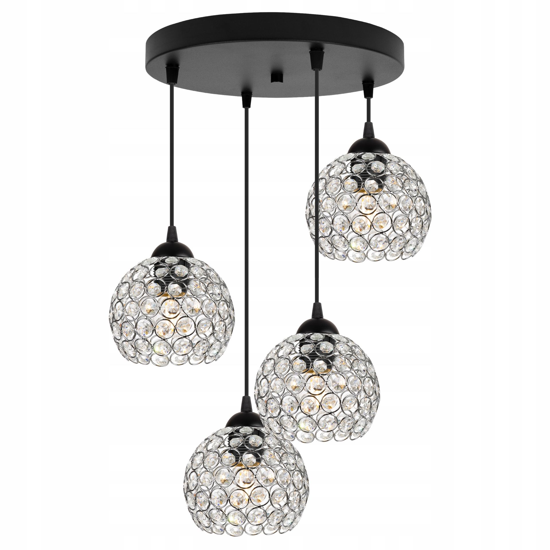 Lampa Wisząca Żyrandol Glamour Czarny Chrom Kryształki Do Salonu Jadalni