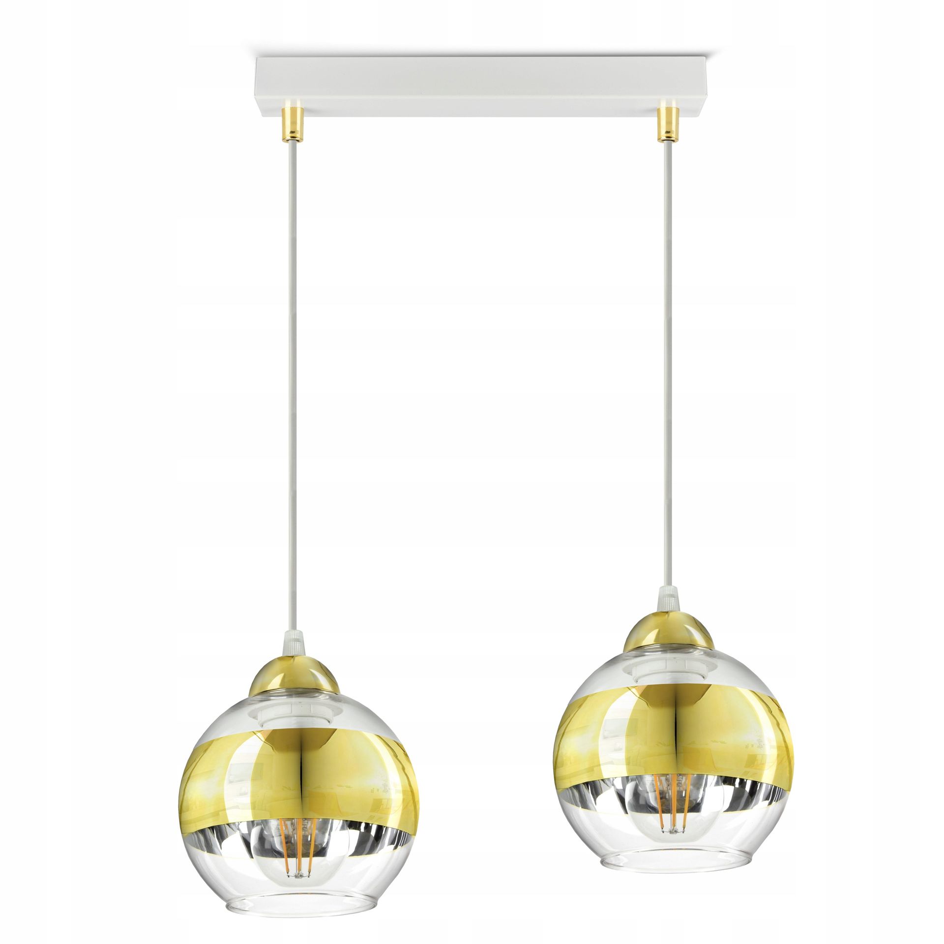 Lampa Sufitowa Żyrandol Biała Złota Glass BZ2 Led