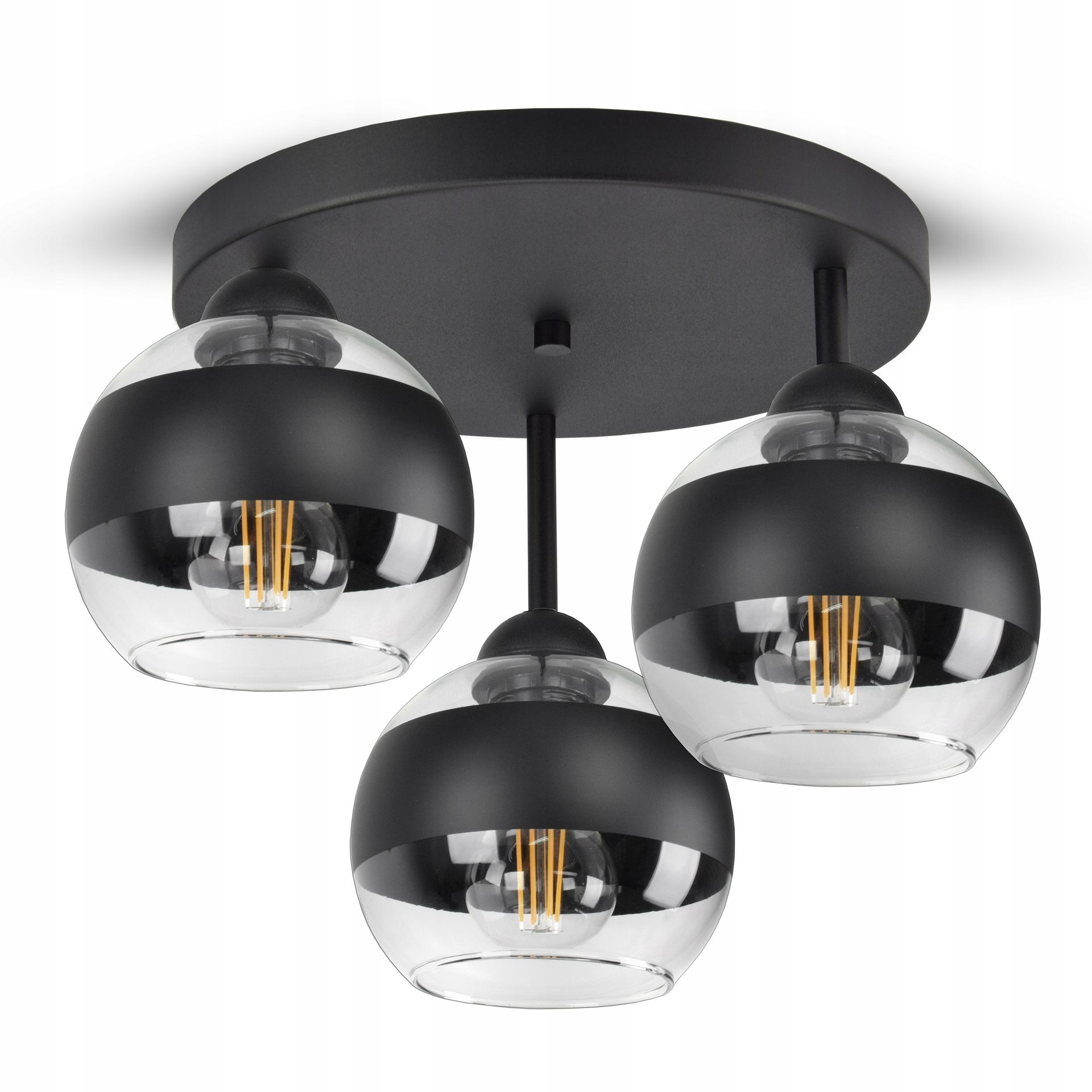 Lampa Wisząca Sufitowa Żyrandol Czarna Szklane Kule Black Belt ER3 Led E27