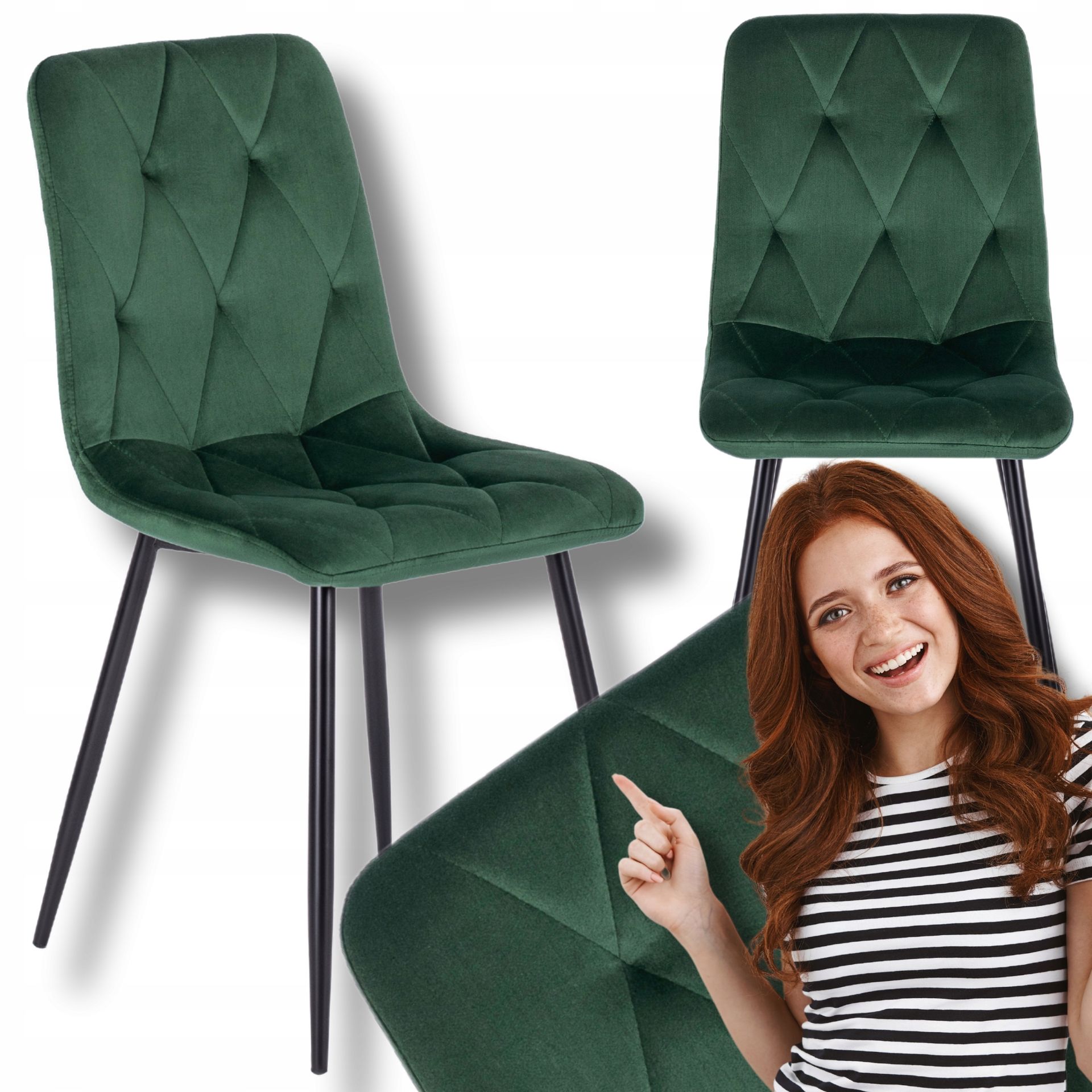 Krzesło Zielone Welurowe Velvet Do Salonu Jadalni Loft Nowoczesne Robin