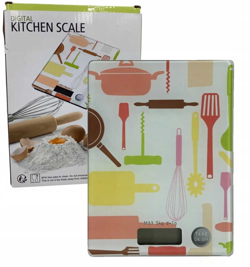 Elektroniczna Waga Kuchenna Precyzyjna 5KG/1G Dotykowa LCD z grafiką