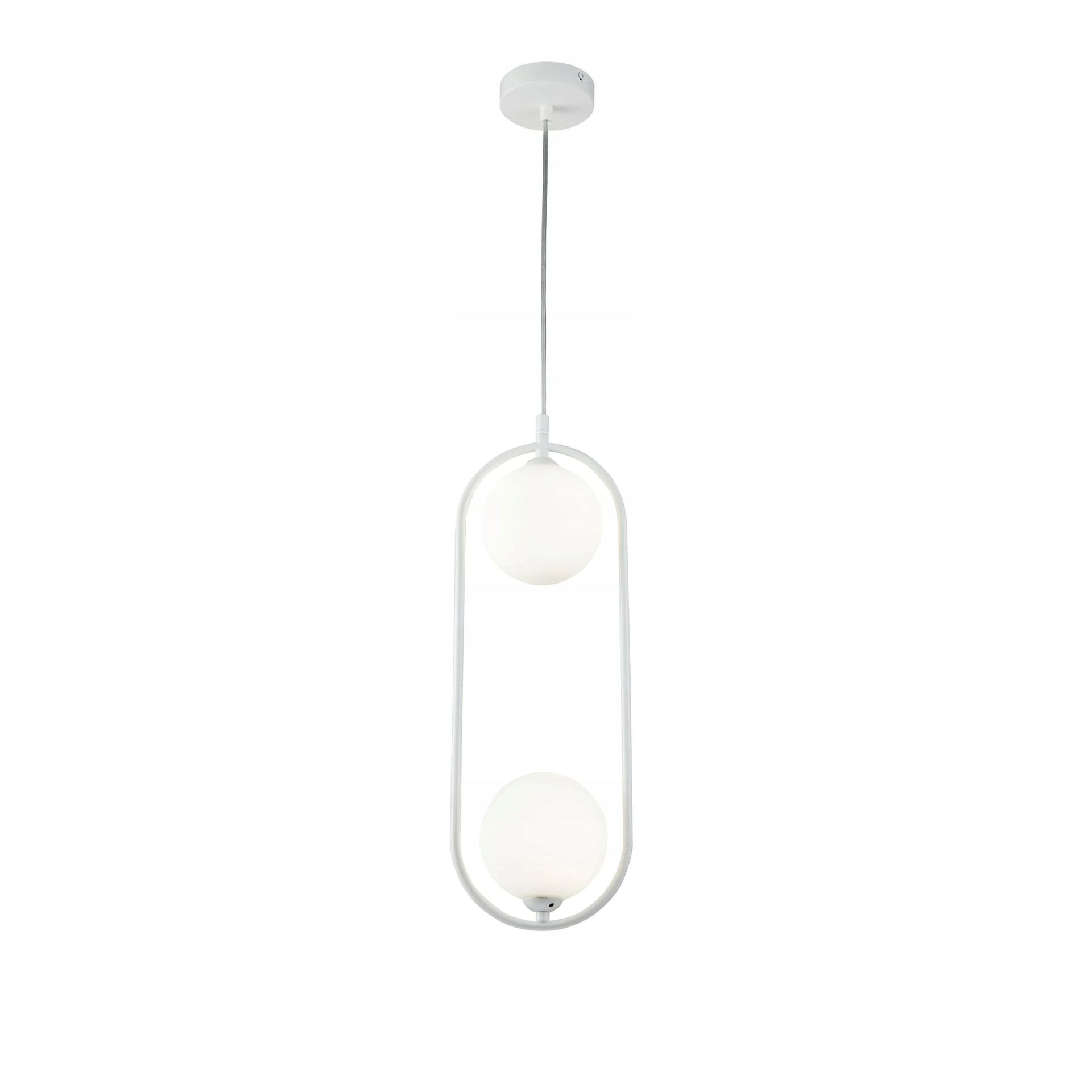 Lampa wisząca żyrandol pionowy biały 2 szklane białe kule Maytoni