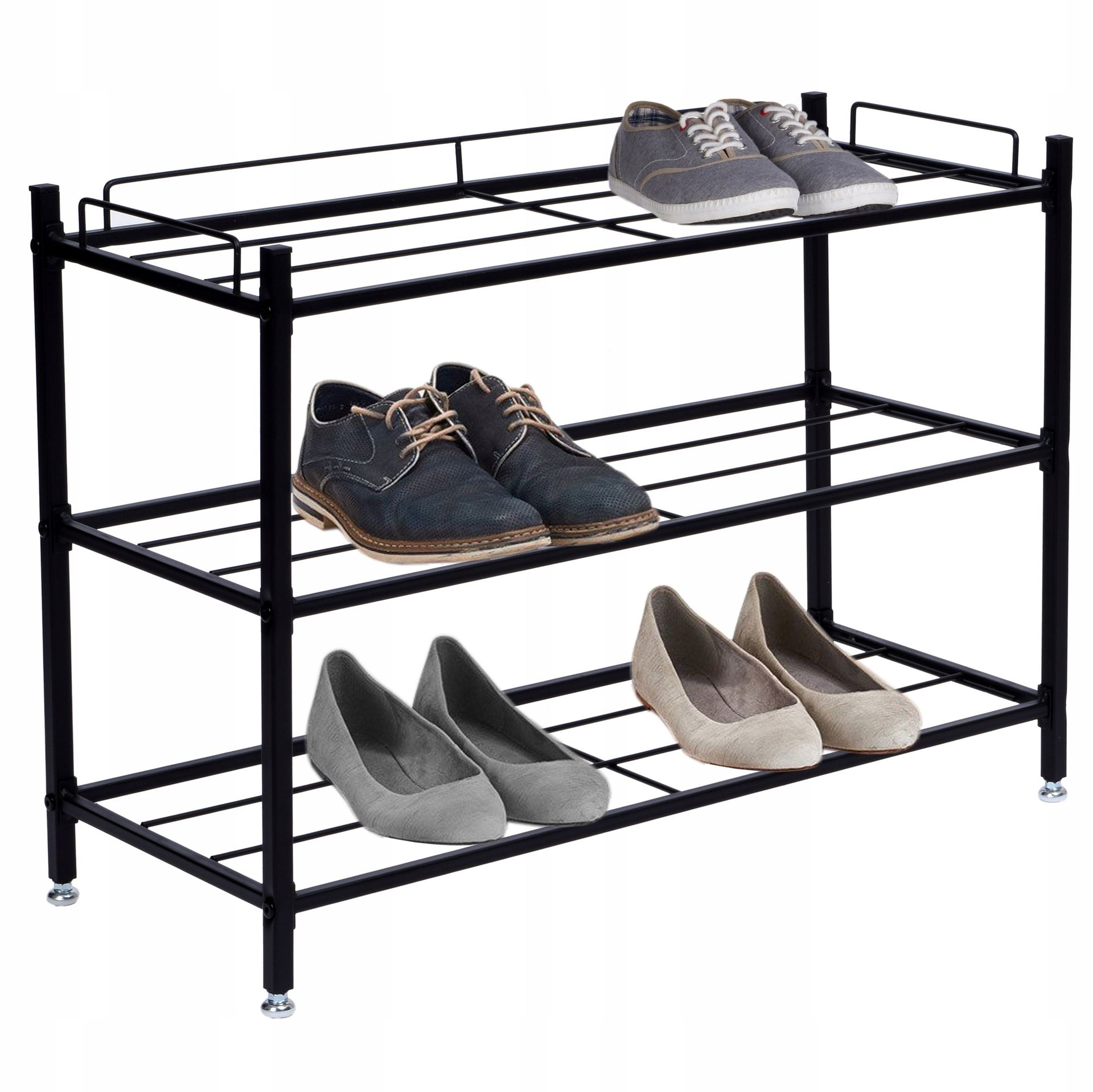 Metalowa Półka Stojak Na Buty Obuwie Regał Szafka Loft Czarny Organizer