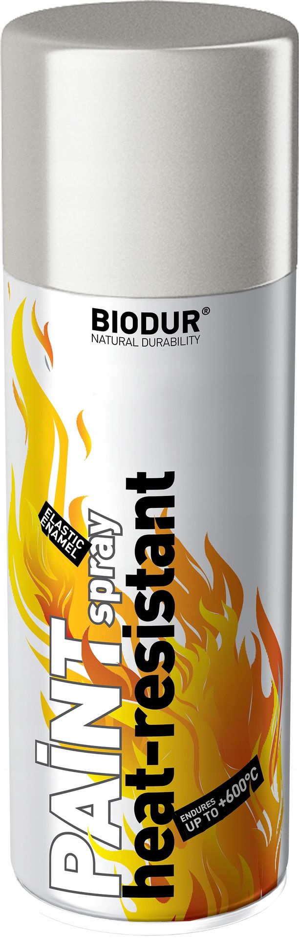 Spray Emalia Żaroodporna Srebrna Biodur 400 ml