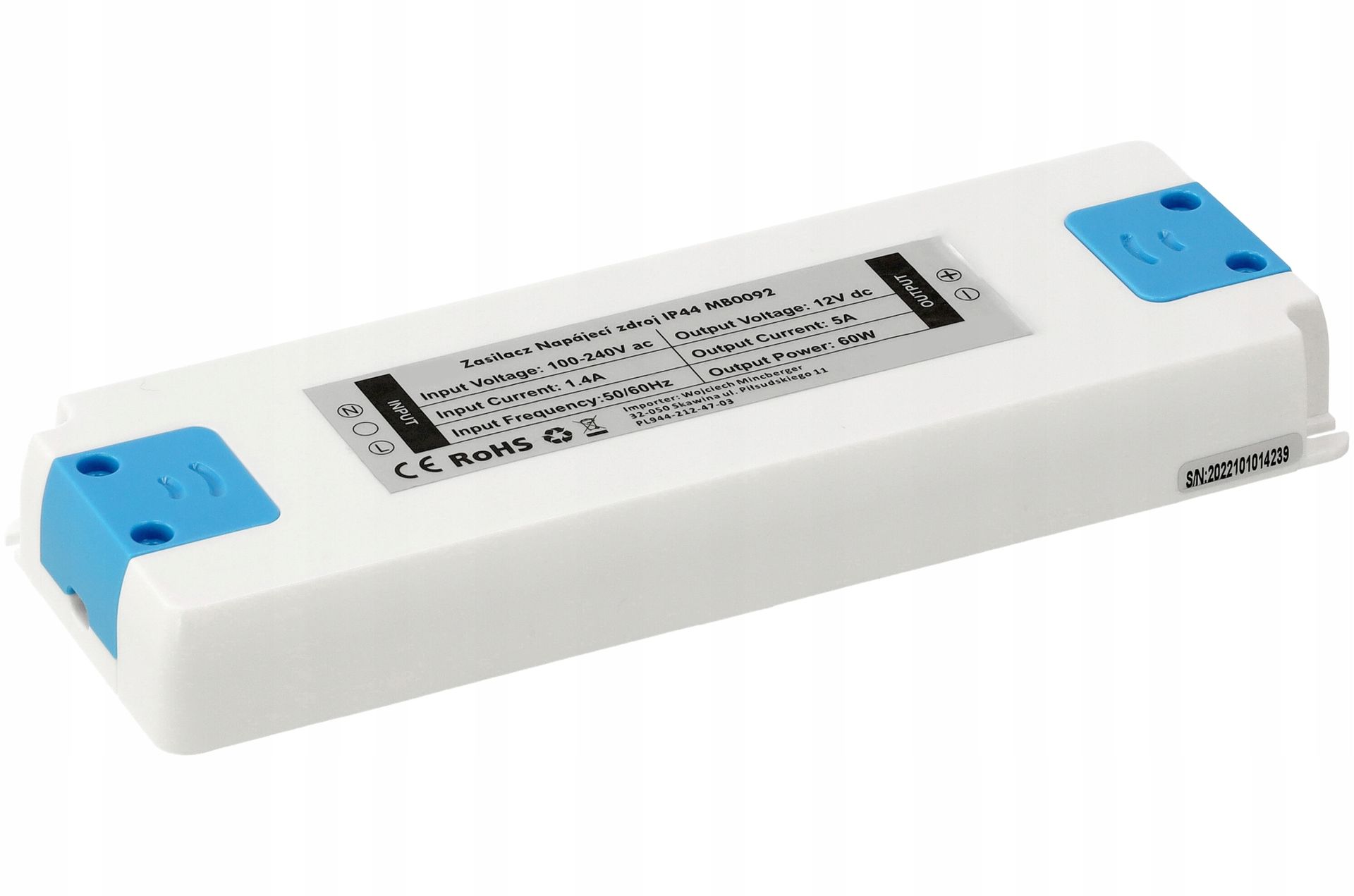 Zasilacz Led 12V Meblowy-2 60W 5A IP44 Do Taśmy