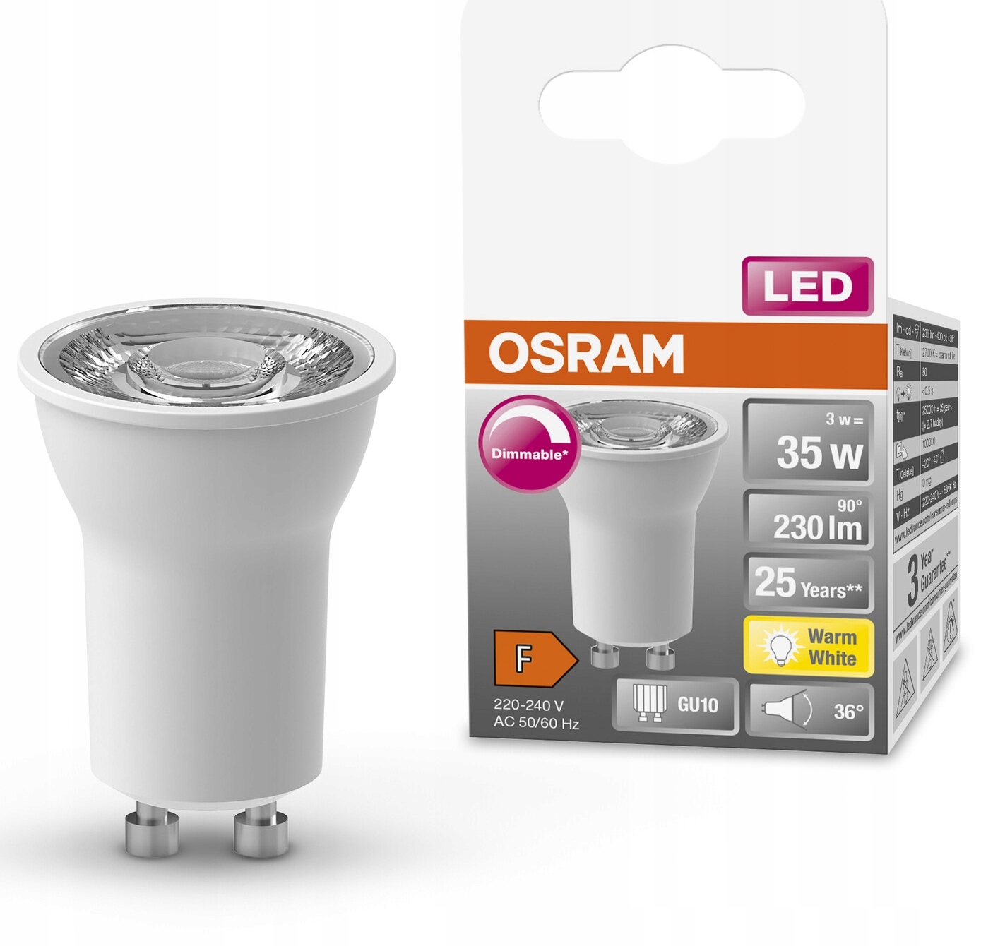 Żarówka Led PAR11 GU10 3W=35W 2700K 230lm 36° Osram Ściemnialna