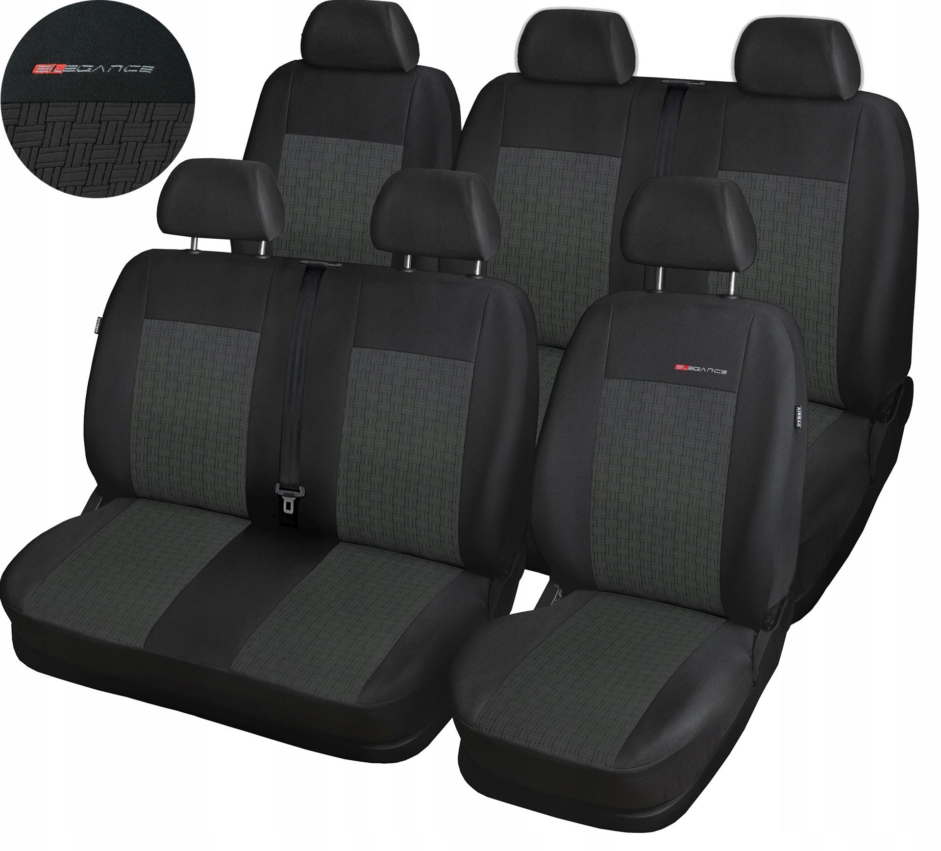 Pokrowce Miarowe do Vw T5 2+1 1+2 6os 03-15r. P1