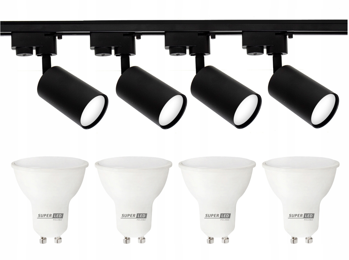 Szynoprzewód Szyna 2m 4x reflektory GU10 Led 10W