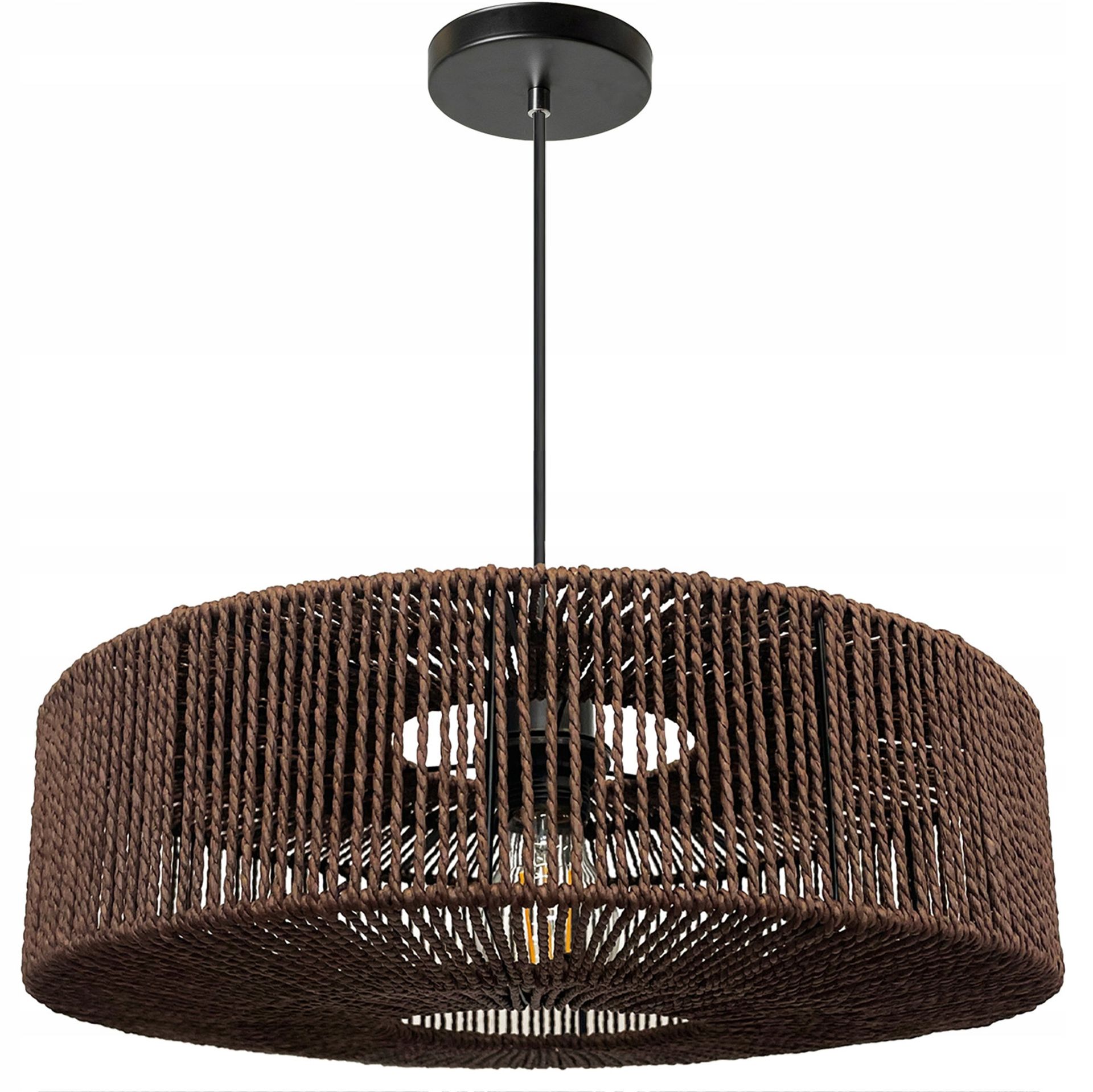 Lampa Wisząca Boho Naturalna Brązowa Sznurek Jutowy Do Salonu Sypialni