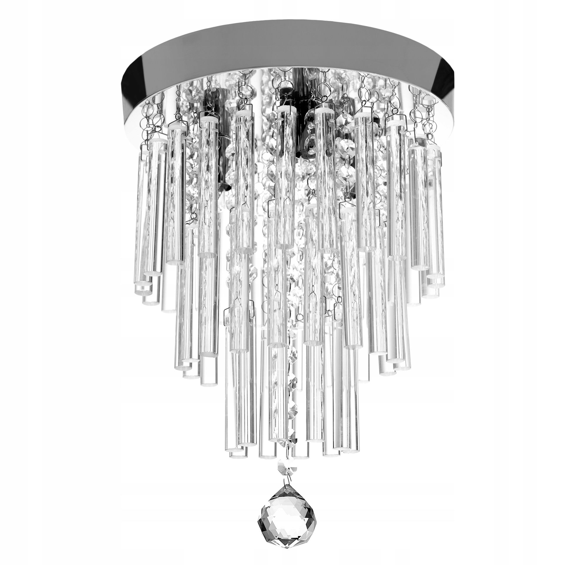 Lampa Kryształowa Sufitowa Plafon Chrom Kryształ