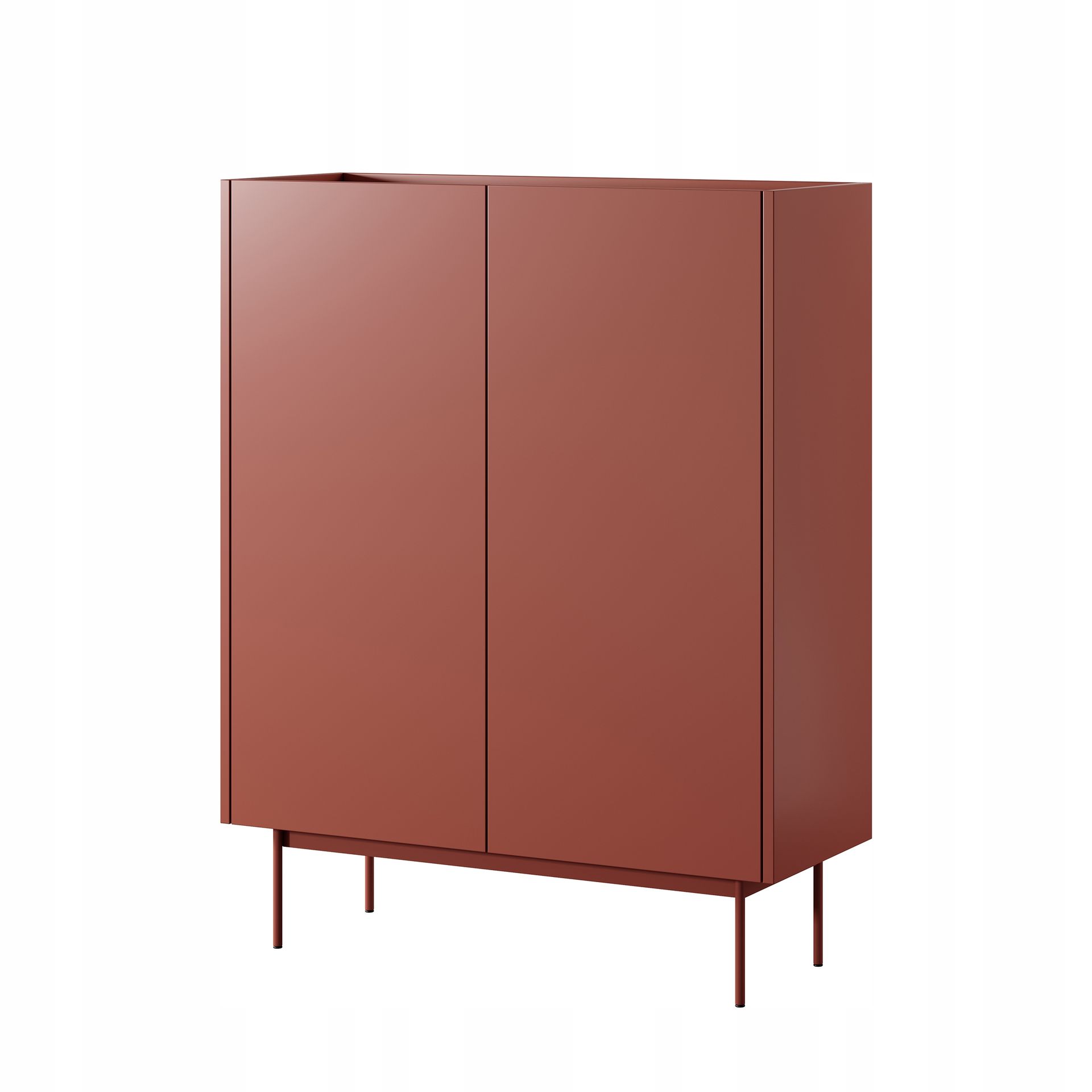 Komoda dwudrzwiowa wysoka metalowe nogi Color 97 x 122 cm ceglasty czerwony