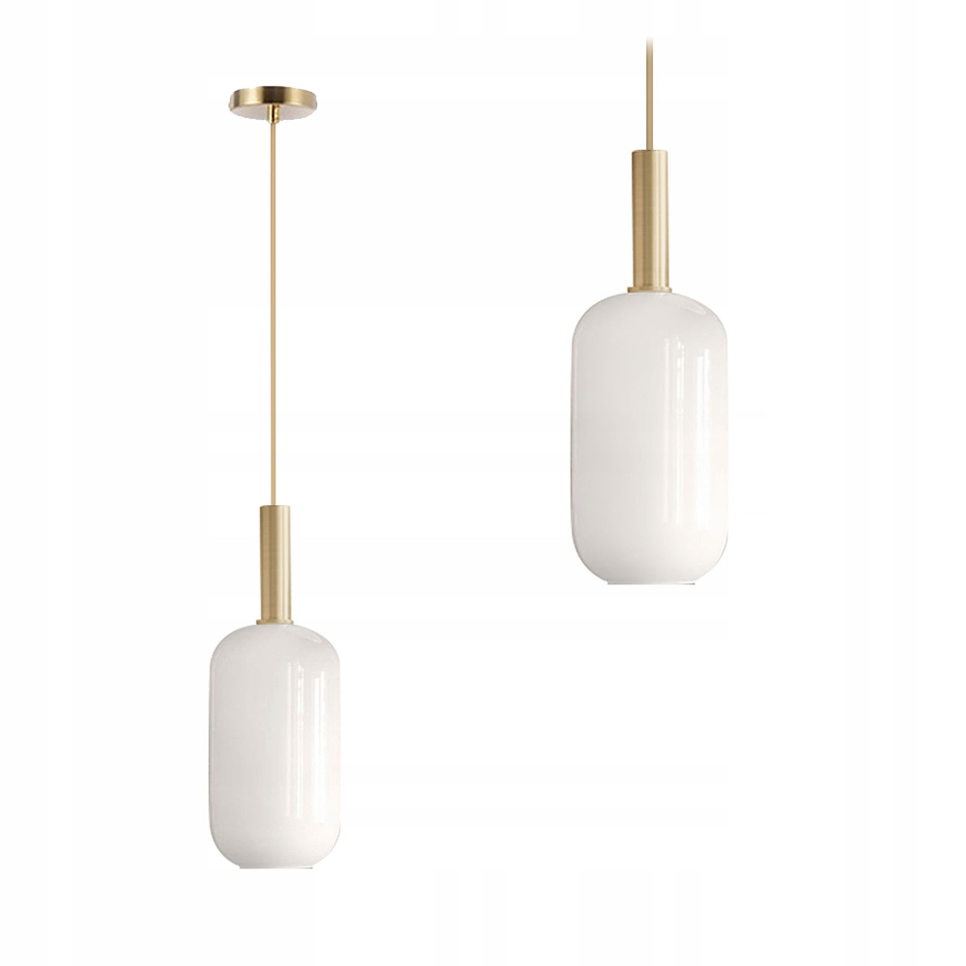 Lampa Wisząca Tuba Szklana Mleczna Złota Biała